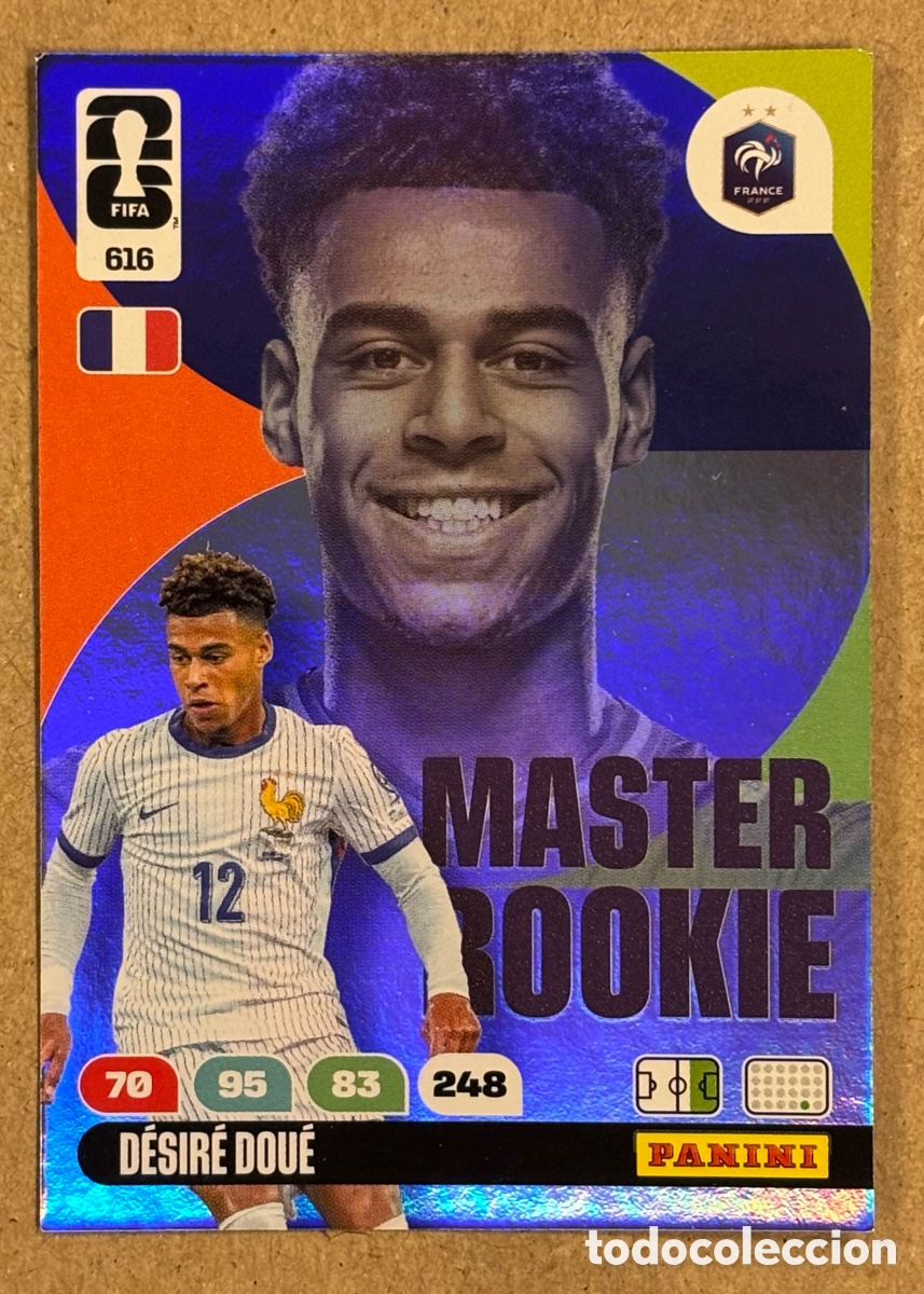 Cromos de f&uacute;tbol: D&Eacute;SIR&Eacute; DOU&Eacute; (FRANCIA). CARTA MASTER ROOKIE PANINI ANDRENALYN FIFA WORLD CUP 2026. #616.