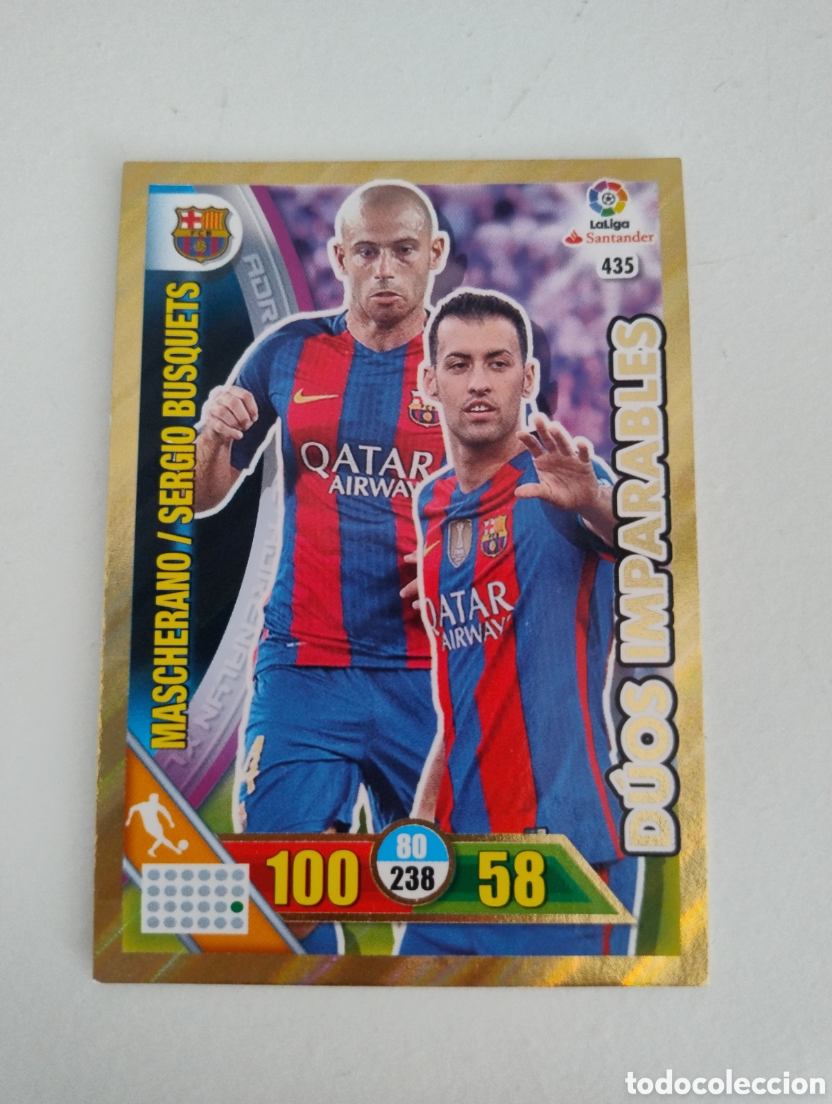 Cartes &agrave; collectionner de Football: 435 - Busquets y Mascherano - Barcelona - Adrenalyn XL Liga 2016 - 2017 D&uacute;os Imparables