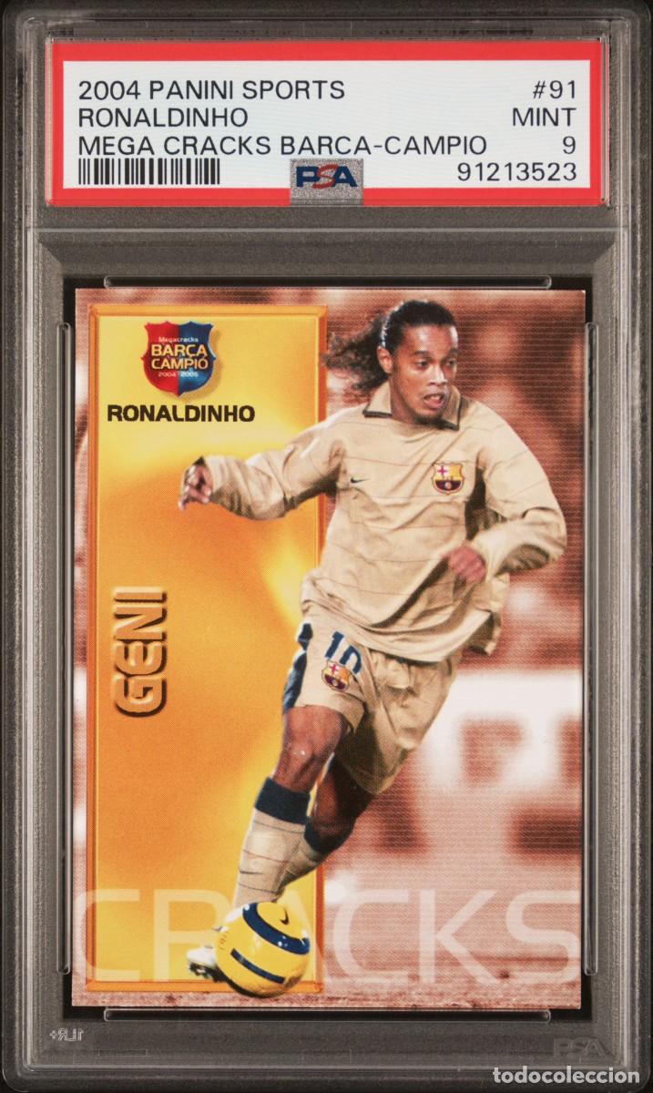 Cromos de Futebol: Ronaldinho #91 FC Barcelona Panini Megacracks Bar&ccedil;a Campio 2004 05 PSA 9