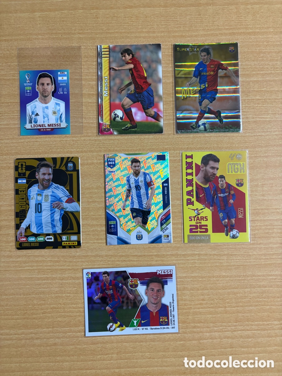 Cromos de f&uacute;tbol: Lote de cartas y cromos Messi (se aceptan ofertas)