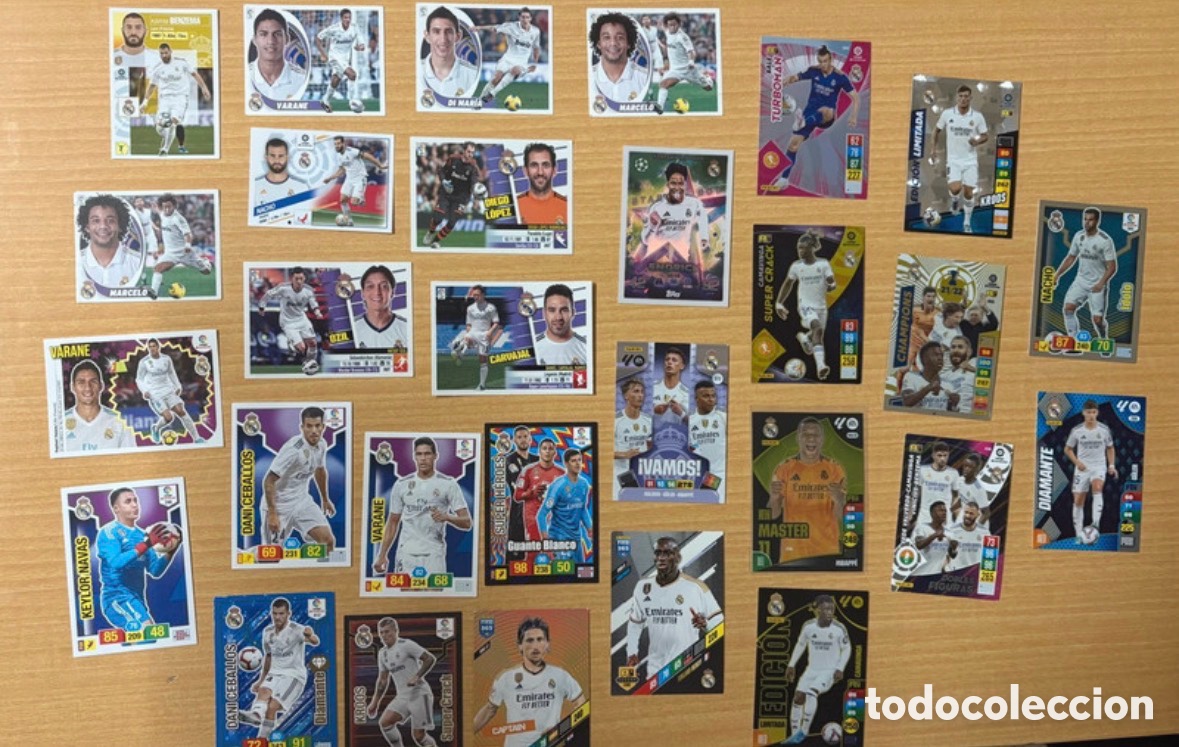 Cromos de f&uacute;tbol: Lote de cartas y cromos Real Madrid cf diferentes colecciones y a&ntilde;os
