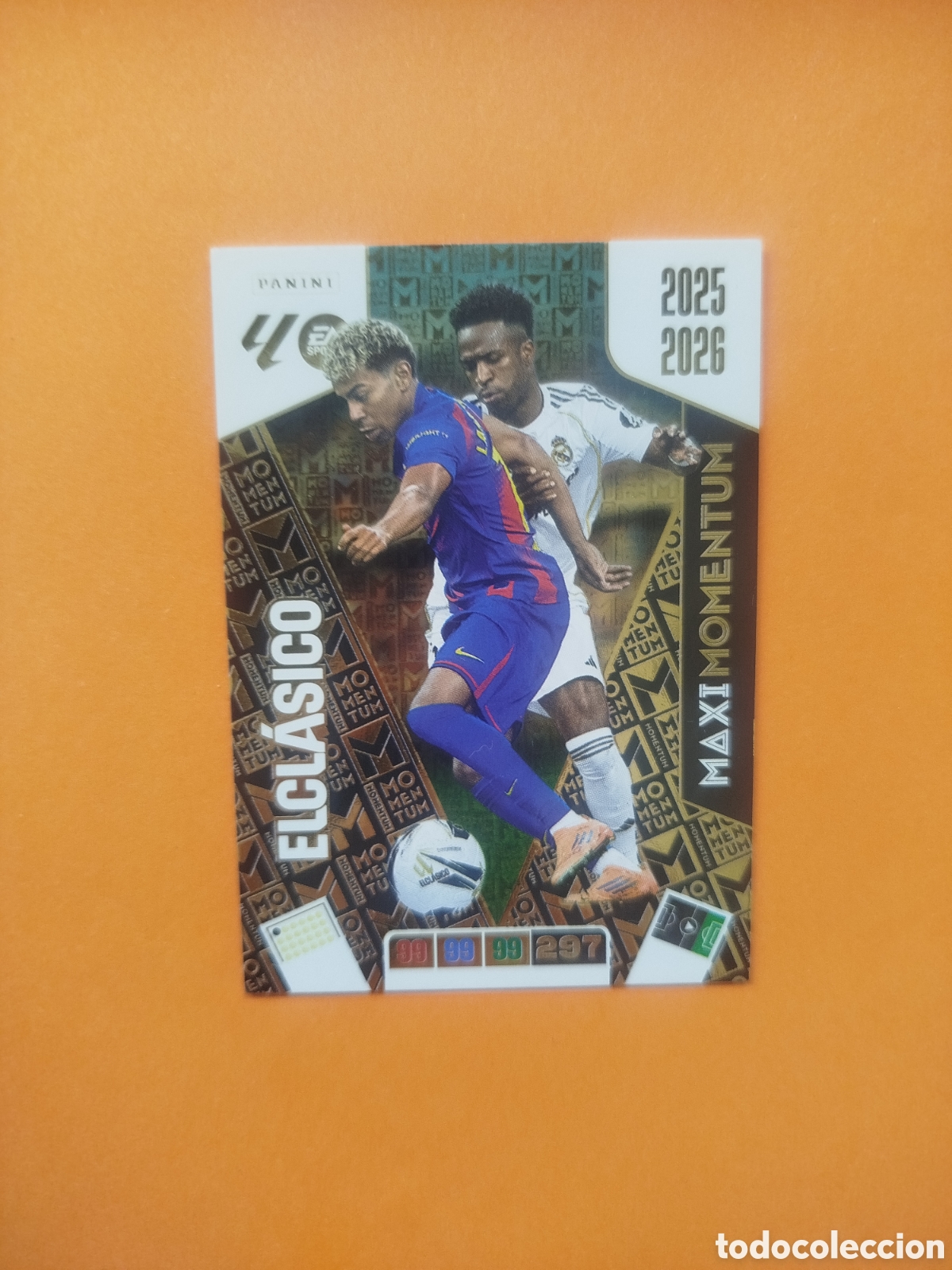 Cromos de f&uacute;tbol: MAXIMOMENTUM CLASICO LAMINE Y VINICIUS ADRENALYN 25-26