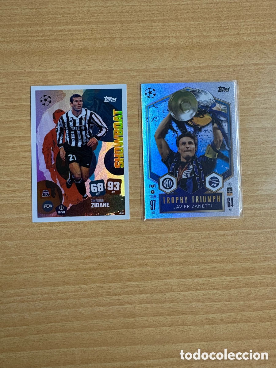 Cromos de f&uacute;tbol: Pack de cartas Zidane y Zaneti topps champions league
