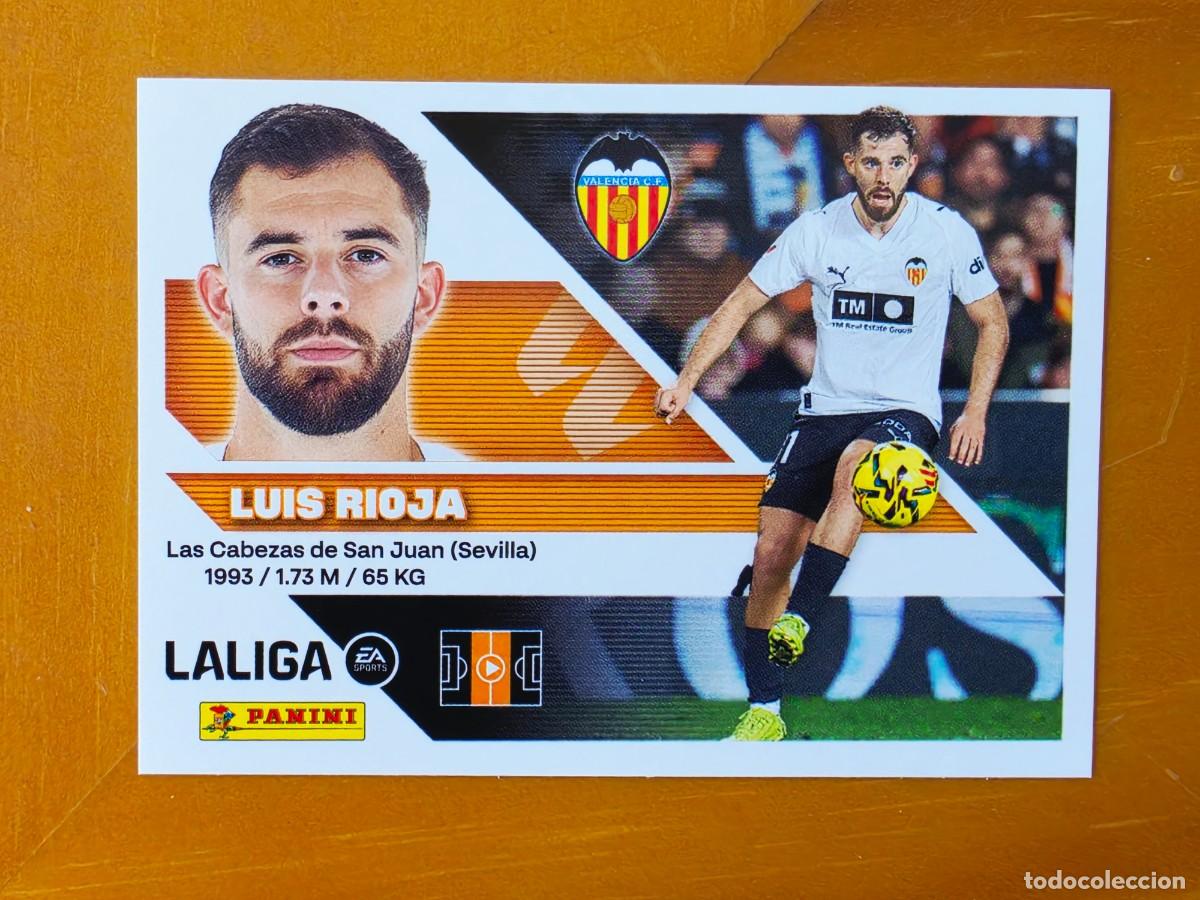 Cromos de f&uacute;tbol: 14 Luis Rioja, Valencia CF, Panini Ediciones Liga Este 2026 2027 26 27 sin pegar