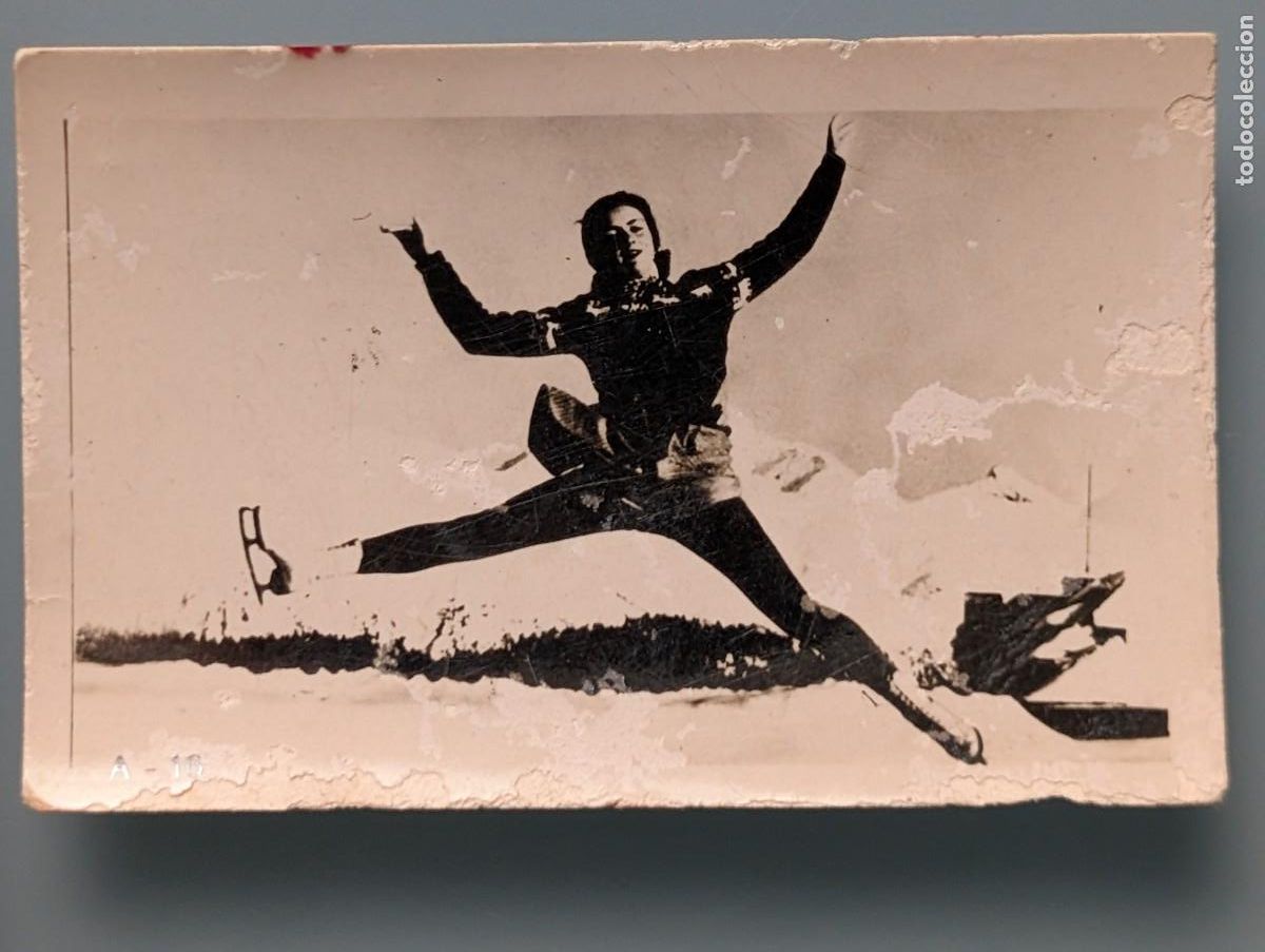 Cromos de f&uacute;tbol: CROMO A-16 PATINAJE JEANETTE ALTWEG JJOO INVIERNO ST MORITZ 1948 ALBUM DEPORTIVO TABAY REPORT FOTOGR