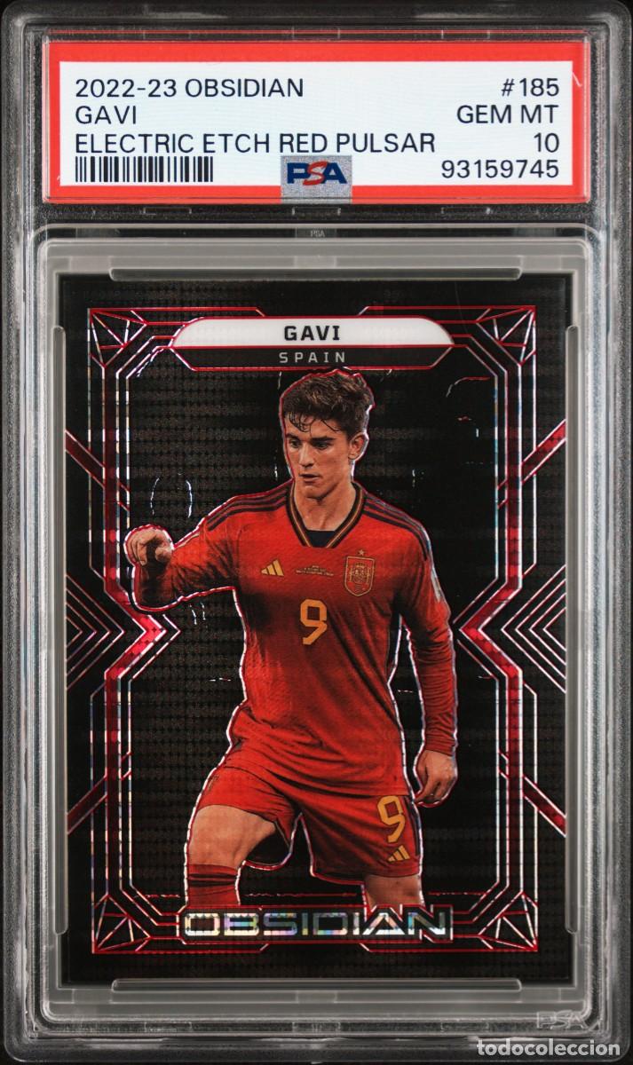 Cromos de f&uacute;tbol: Gavi #185 02/30 Espa&ntilde;a Panini Obsidian Electric ETCH Red Pulsar 2022 23 PSA 10