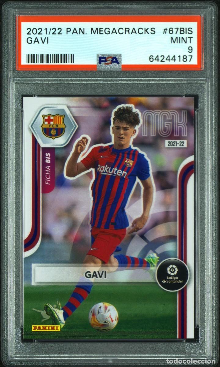 Cromos de f&uacute;tbol: Rookie Gavi #67BIS FC Barcelona Panini Megacrcks 2021 22 PSA 9