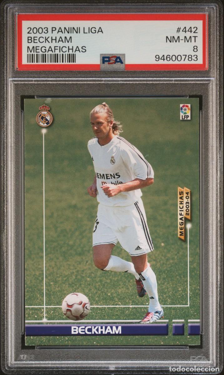 Cromos de f&uacute;tbol: Rookie David Beckham #442 Real Madrid Panini Megacracks 2003 04 PSA 8