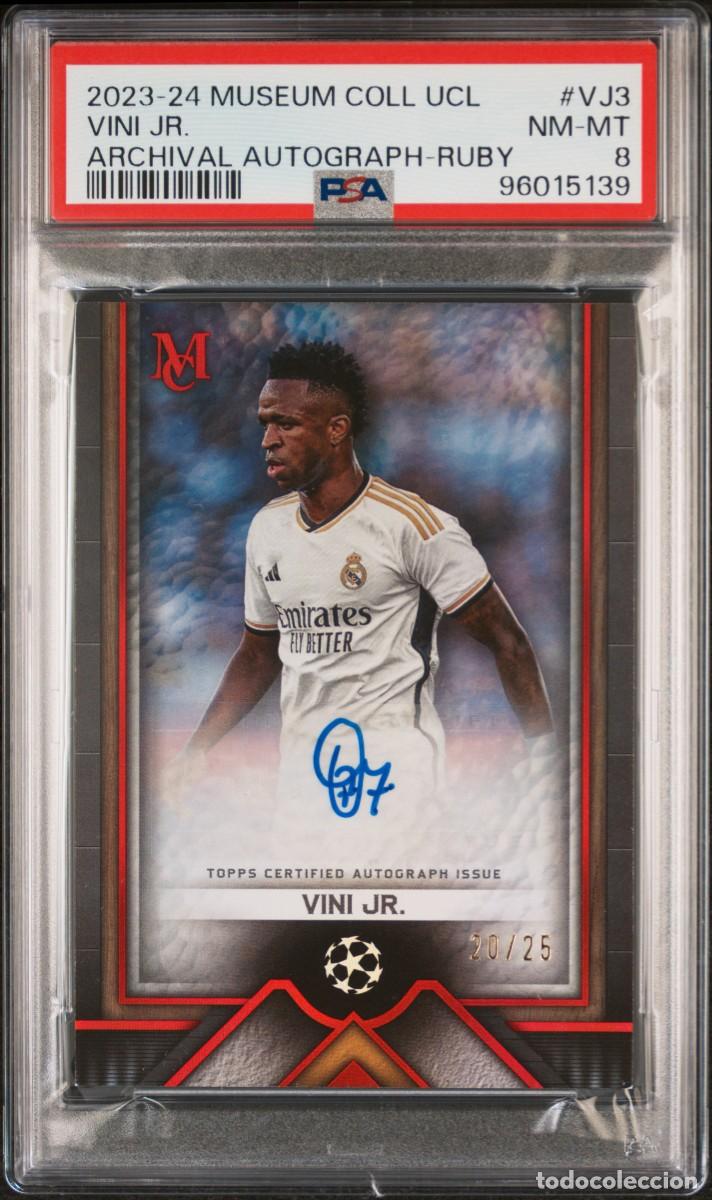 Cromos de f&uacute;tbol: Vinicius #VJ3 Real Madrid 20/25 Topps Museum Archival Auto Ruby 2023 24 PSA 8