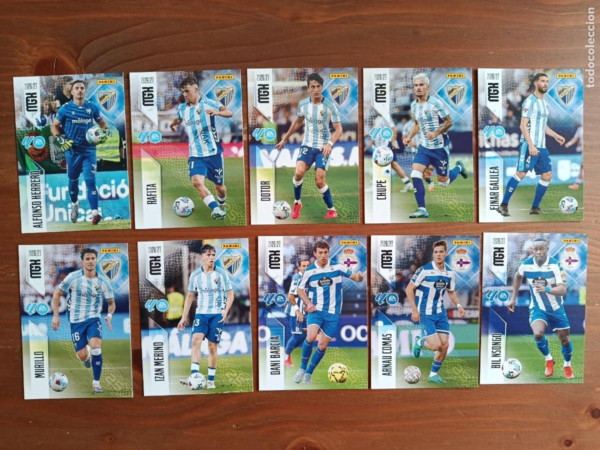 Fu&szlig;ball-Sticker: MGK 2026/27 MEGACRACKS PANINI. #LOTE 10 CARTAS SIN REPETIR MALAGA/DEPOR (LAS DE LA FOTO)