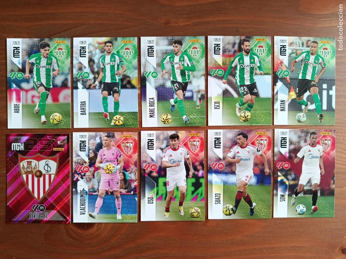 Cromos de f&uacute;tbol: MGK 2026/27 MEGACRACKS PANINI. #LOTE 10 CARTAS SIN REPETIR BETIS/SEVILLA (LAS DE LA FOTO)