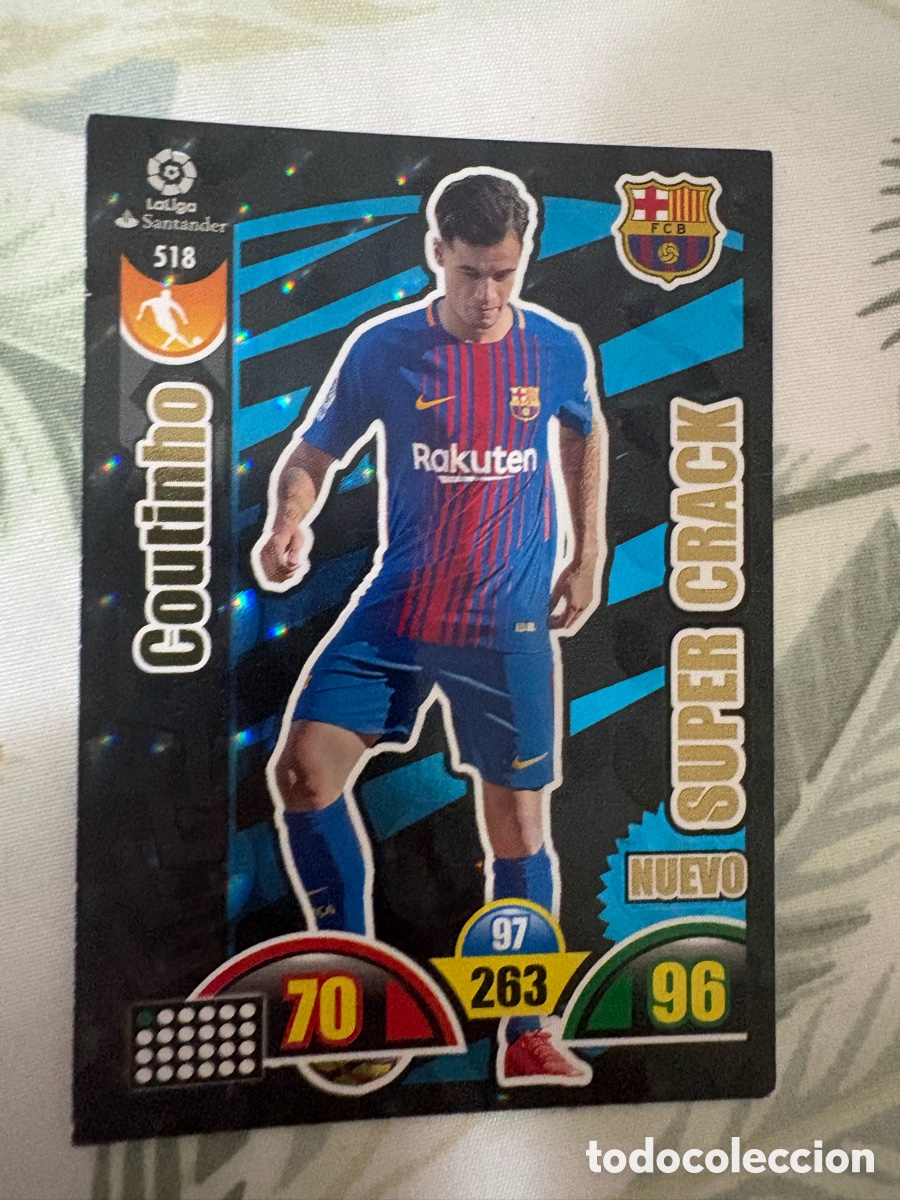 Cromos de f&uacute;tbol: 518 Coutinho, FC Barcelona, Nuevo Super Crack, Adrenalyn XL 2017 2018 17 18