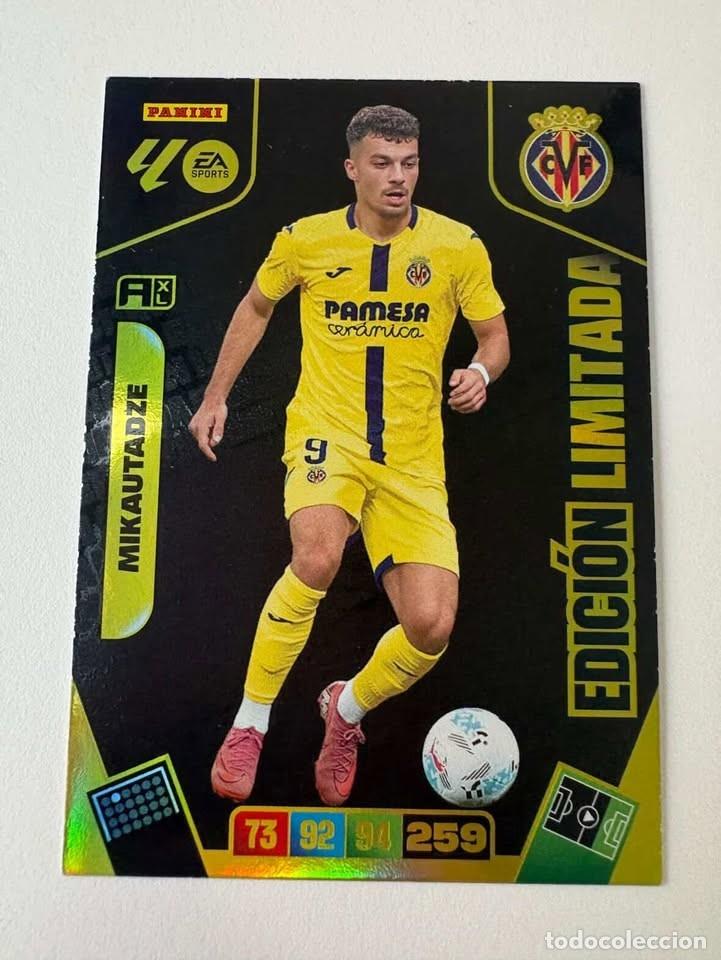Cromos de f&uacute;tbol: Mikautadze Villarreal Edici&oacute;n Limitada Adrenalyn 2025-26