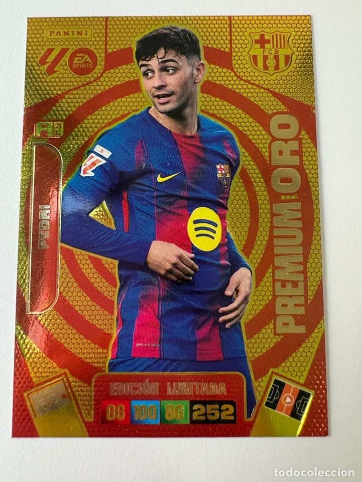 Cromos de f&uacute;tbol: Pedri Bar&ccedil;a Premium Oro Edici&oacute;n Limitada Adrenalyn 2025-26