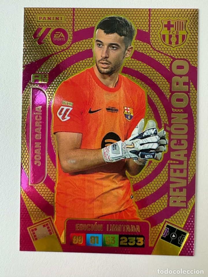 Cromos de f&uacute;tbol: Joan Garc&iacute;a Bar&ccedil;a Revelaci&oacute;n Oro Edici&oacute;n Limitada Adrenalyn 2025-26
