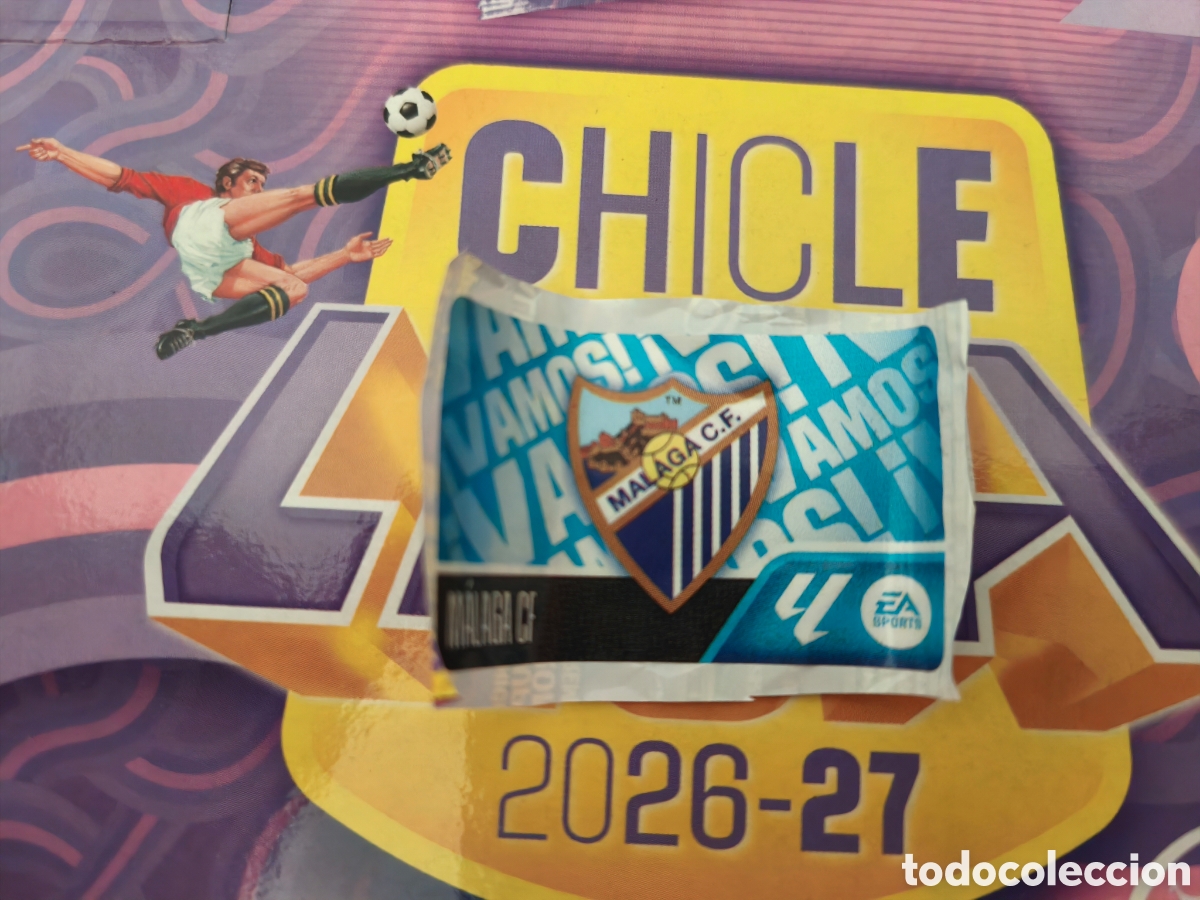 Cromos de f&uacute;tbol: Escudo M&aacute;laga Chicle liga este 26/27