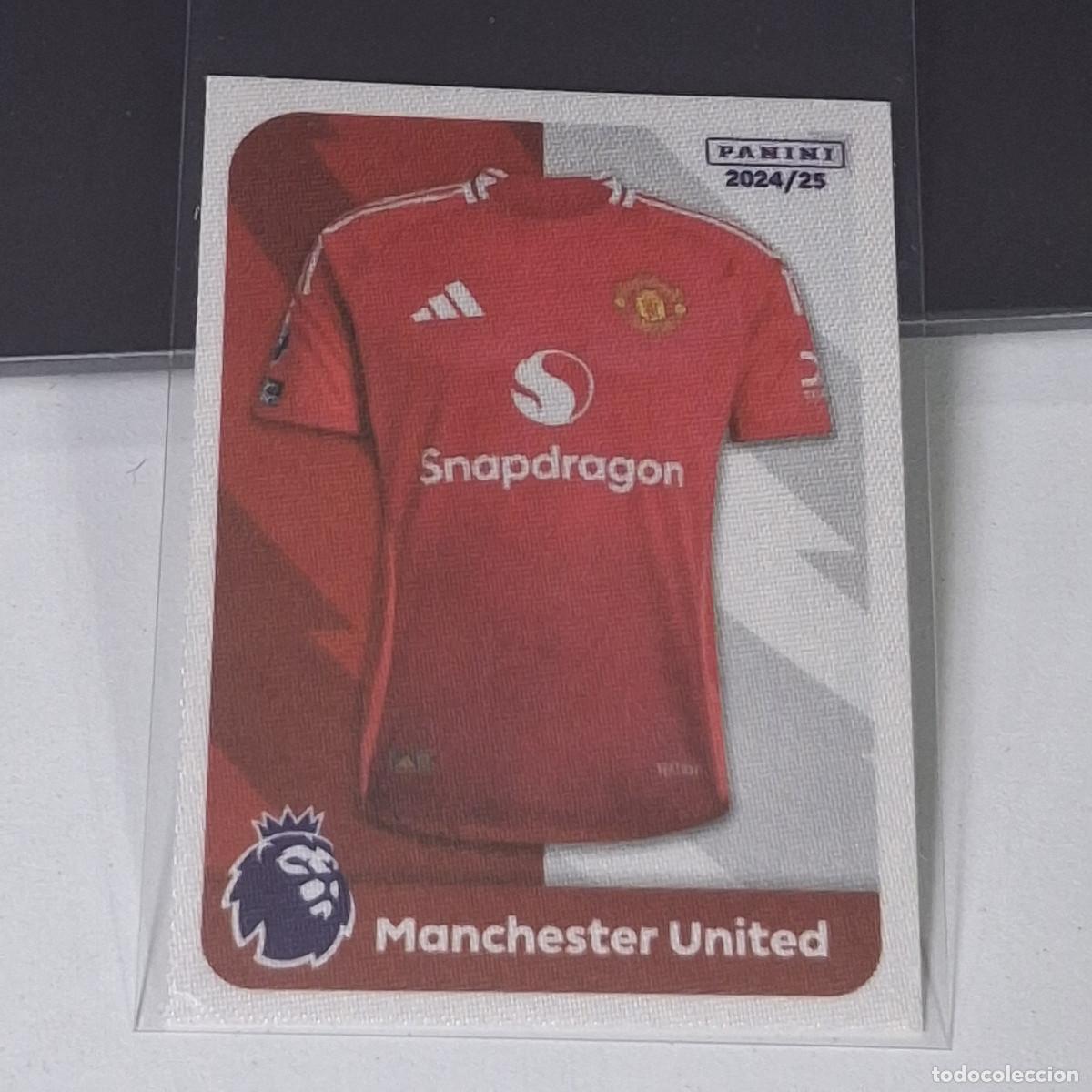 Cromos de f&uacute;tbol: B56 16 CAMISETA SHIRTS MANCHESTER UNITED STICKER PANINI PREMIER LEAGUE 24 25 2024 2025