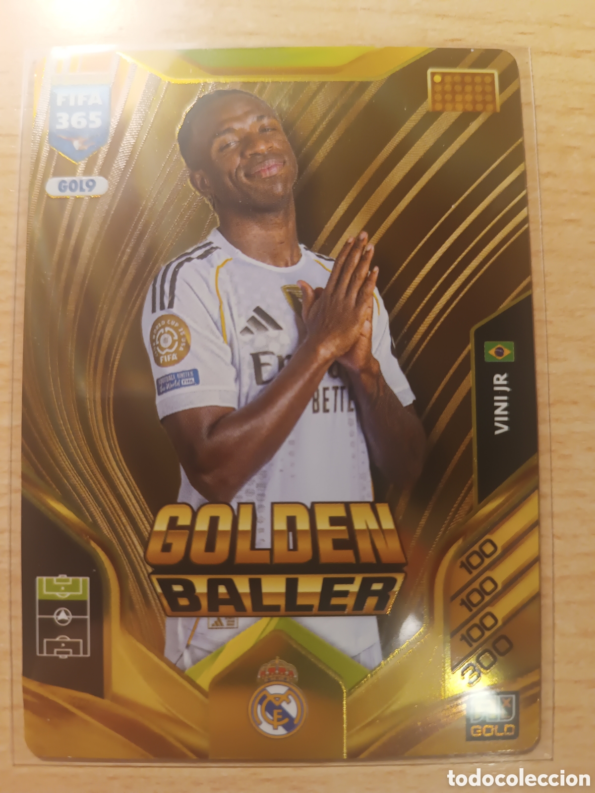 Football Stickers: 9 VINI JR VINICIUS GOLDEN BALLER REAL MADRID FIFA 365 2025 2026 PANINI 25 26