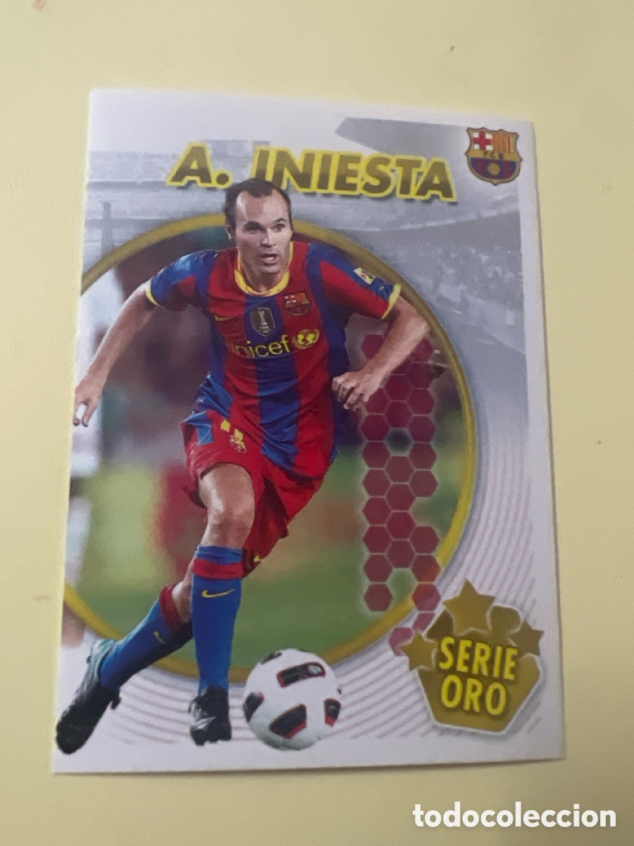 Cromos de f&uacute;tbol: CROMO ALBUM FC BARCELONA 2010 2011 PANINI 97 ANDRES INIESTA SERIE ORO SIN PEGAR LIGA 10 11 BAR&Ccedil;A FCB