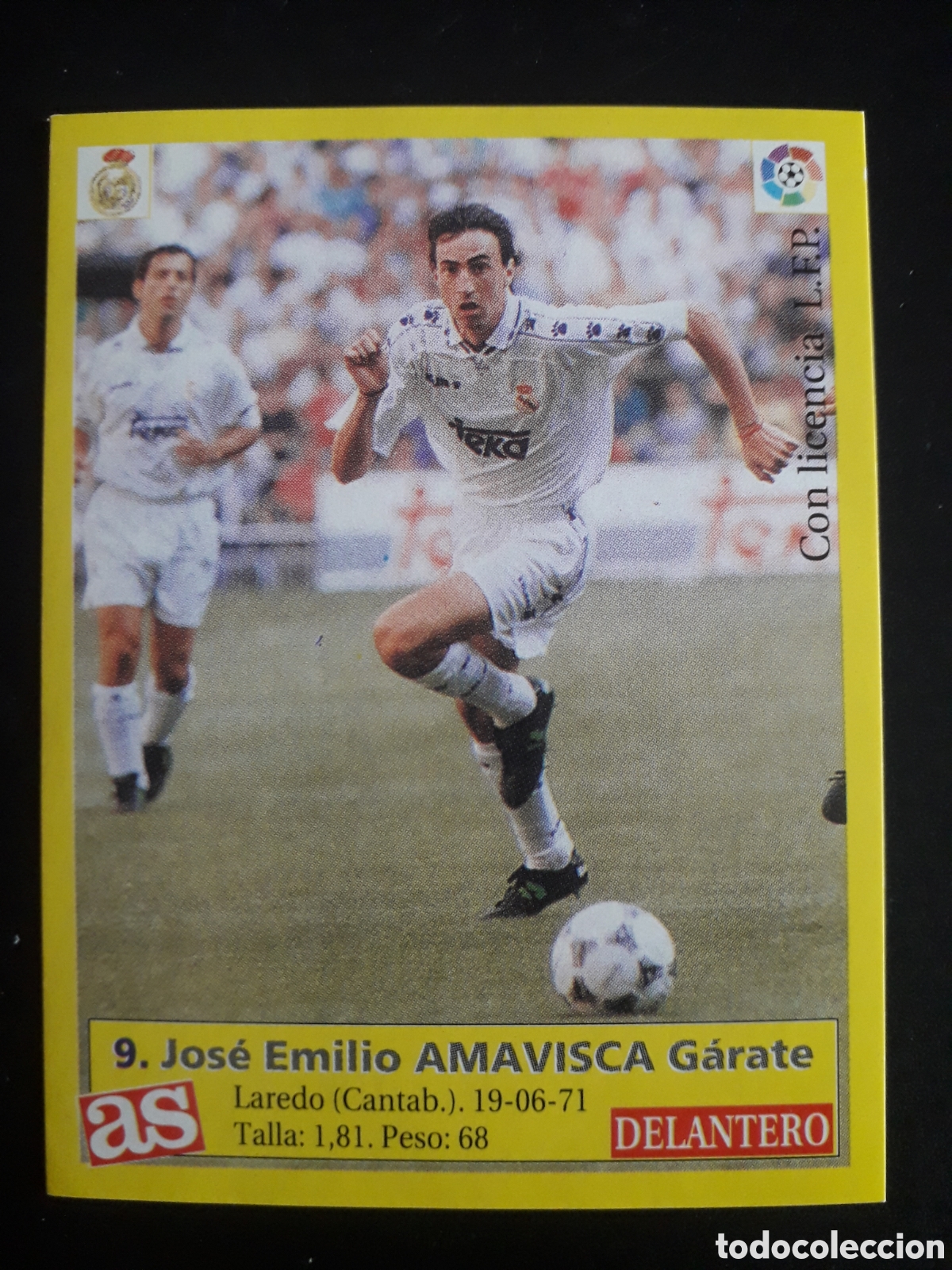 Cromos de f&uacute;tbol: AMAVISCA REAL MADRID N&deg; 9 DIARIO AS LIGA 1995 1996 95 96 SIN PEGAR PEDIDO M&Iacute;NIMO 3&euro;