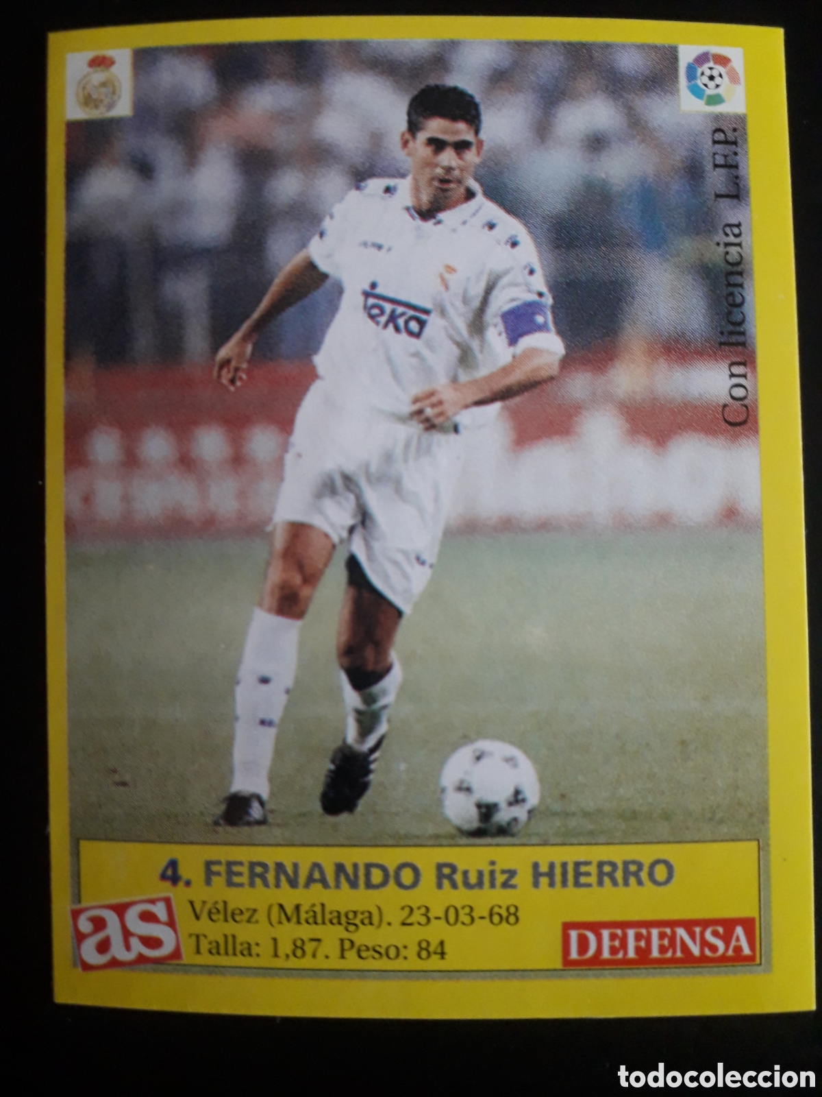 Cromos de f&uacute;tbol: FERNANDO HIERRO REAL MADRID N&deg; 4 DIARIO AS LIGA 1995 1996 95 96 SIN PEGAR PEDIDO M&Iacute;NIMO 3&euro;