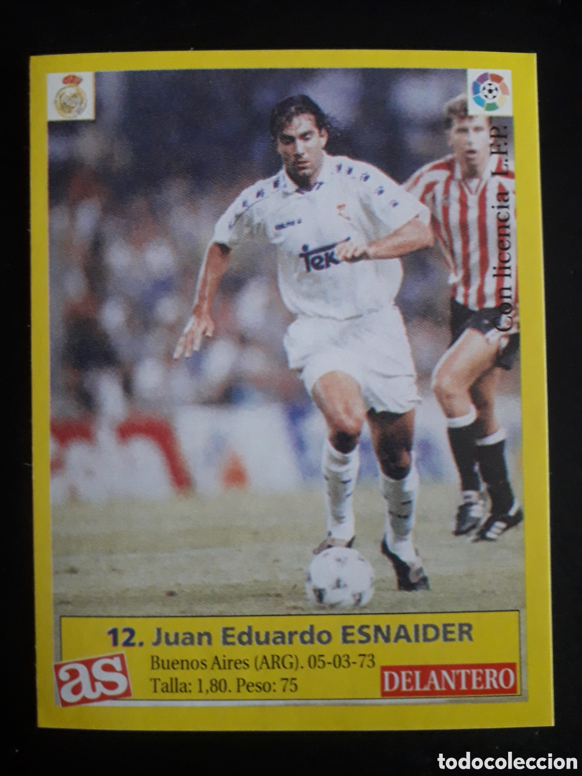 Cromos de f&uacute;tbol: ESNAIDER REAL MADRID N&deg; 12 DIARIO AS LIGA 1995 1996 95 96 SIN PEGAR PEDIDO M&Iacute;NIMO 3&euro;