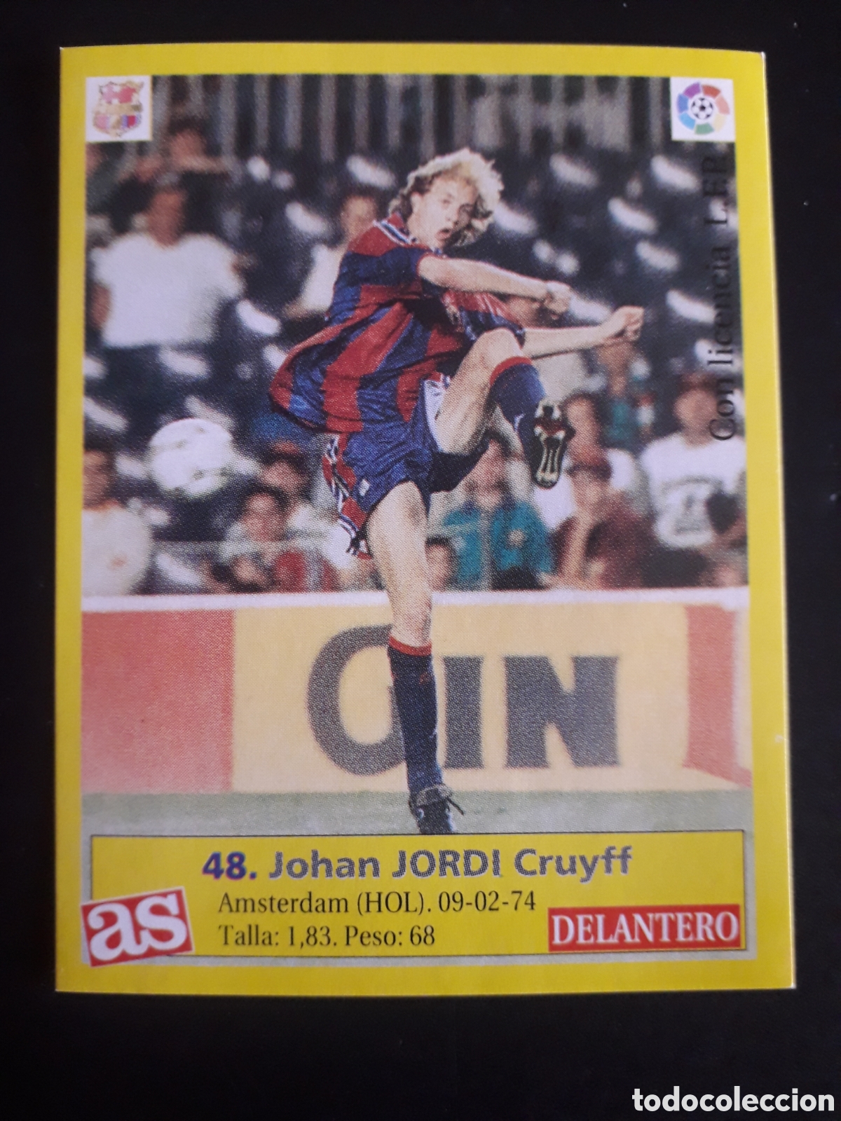 Cromos de f&uacute;tbol: JORDI CRUYFF FC BARCELONA N&deg; 48 DIARIO AS LIGA 1995 1996 95 96 SIN PEGAR PEDIDO M&Iacute;NIMO 3&euro;