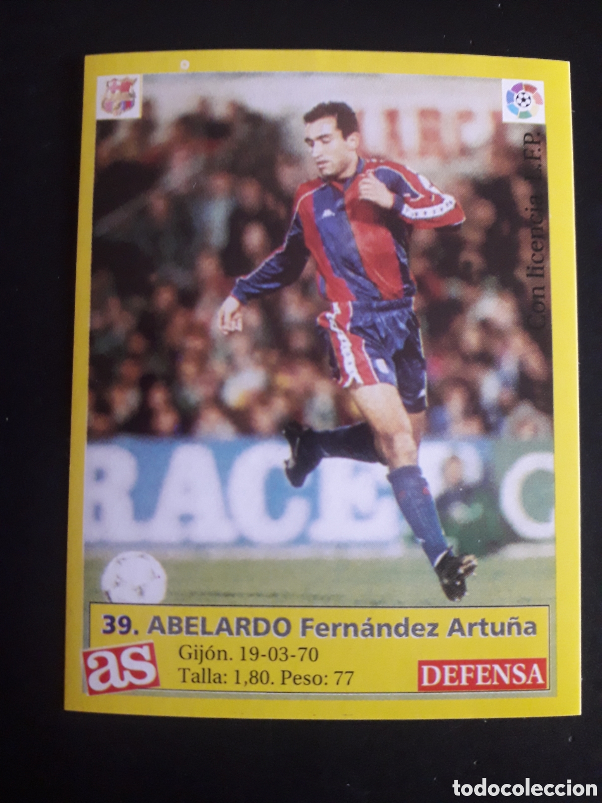 Football Stickers: ABELARDO FC BARCELONA N&deg; 39 DIARIO AS LIGA 1995 1996 95 96 SIN PEGAR PEDIDO M&Iacute;NIMO 3&euro;