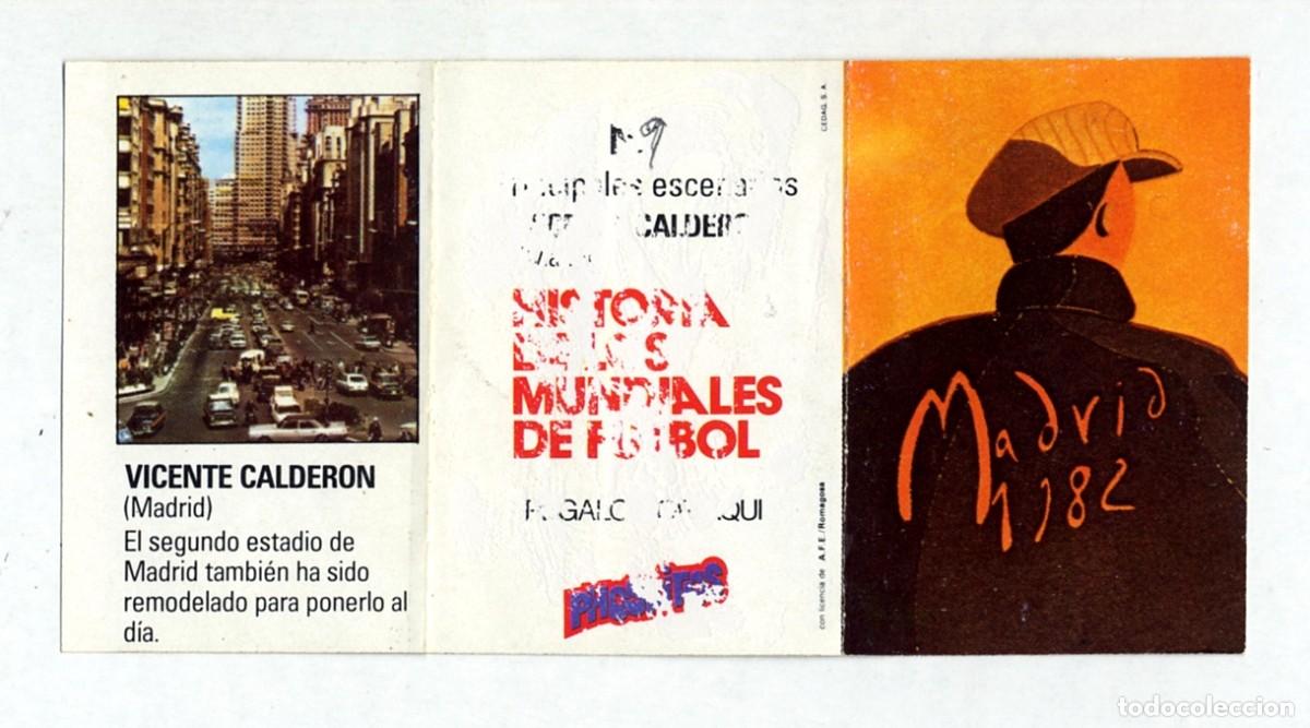 Cromos de f&uacute;tbol: HISTORIA DE LOS MUNDIALES DE FUTBOL - PHOSKITOS / N&ordm; 9 CALDER&Oacute;N - CON PUNTO EN BLANCO SIN CORTAR