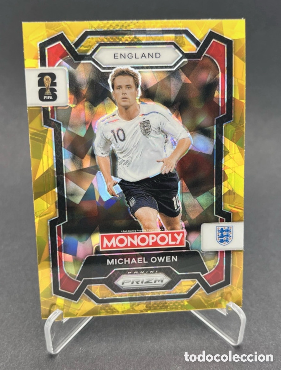 Cromos de f&uacute;tbol: 2026 Panini Prizm Monopoly FIFA World Cup - Gold Cracked Ice Prims #26 Michael Owen - England