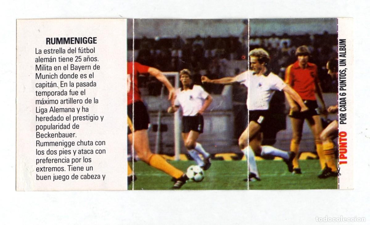Cromos de f&uacute;tbol: HISTORIA DE LOS MUNDIALES DE FUTBOL - PHOSKITOS / N&ordm; 47 RUMMENIGGE - CON PUNTO DE ALBUM SIN CORTAR