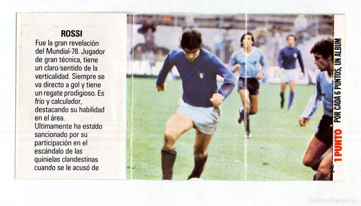 Cromos de f&uacute;tbol: HISTORIA DE LOS MUNDIALES DE FUTBOL - PHOSKITOS / N&ordm; 48 ROSSI - CON PUNTO DE ALBUM SIN CORTAR