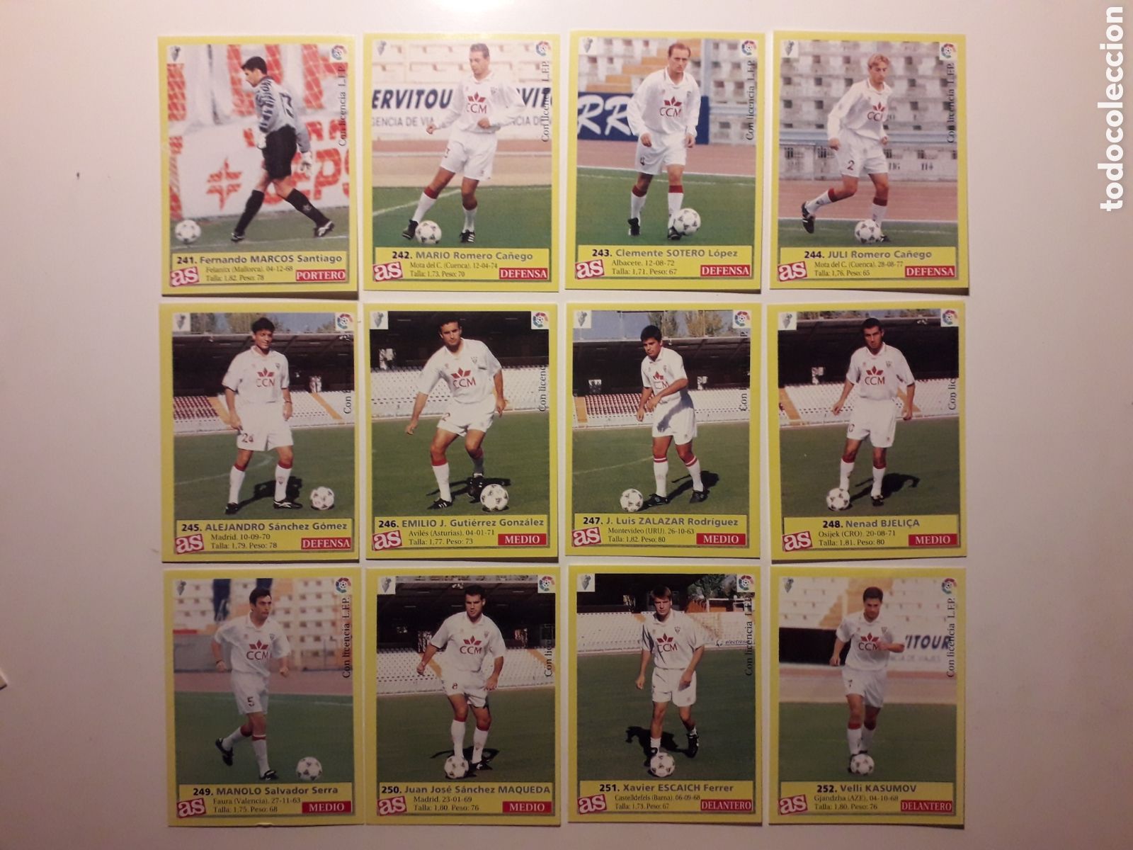 Cromos de f&uacute;tbol: 12 CROMOS ALBACETE EQUIPO COMPLETO. DIARIO AS LIGA 1995 1996. 95 96. SIN PEGAR. VER FOTOS