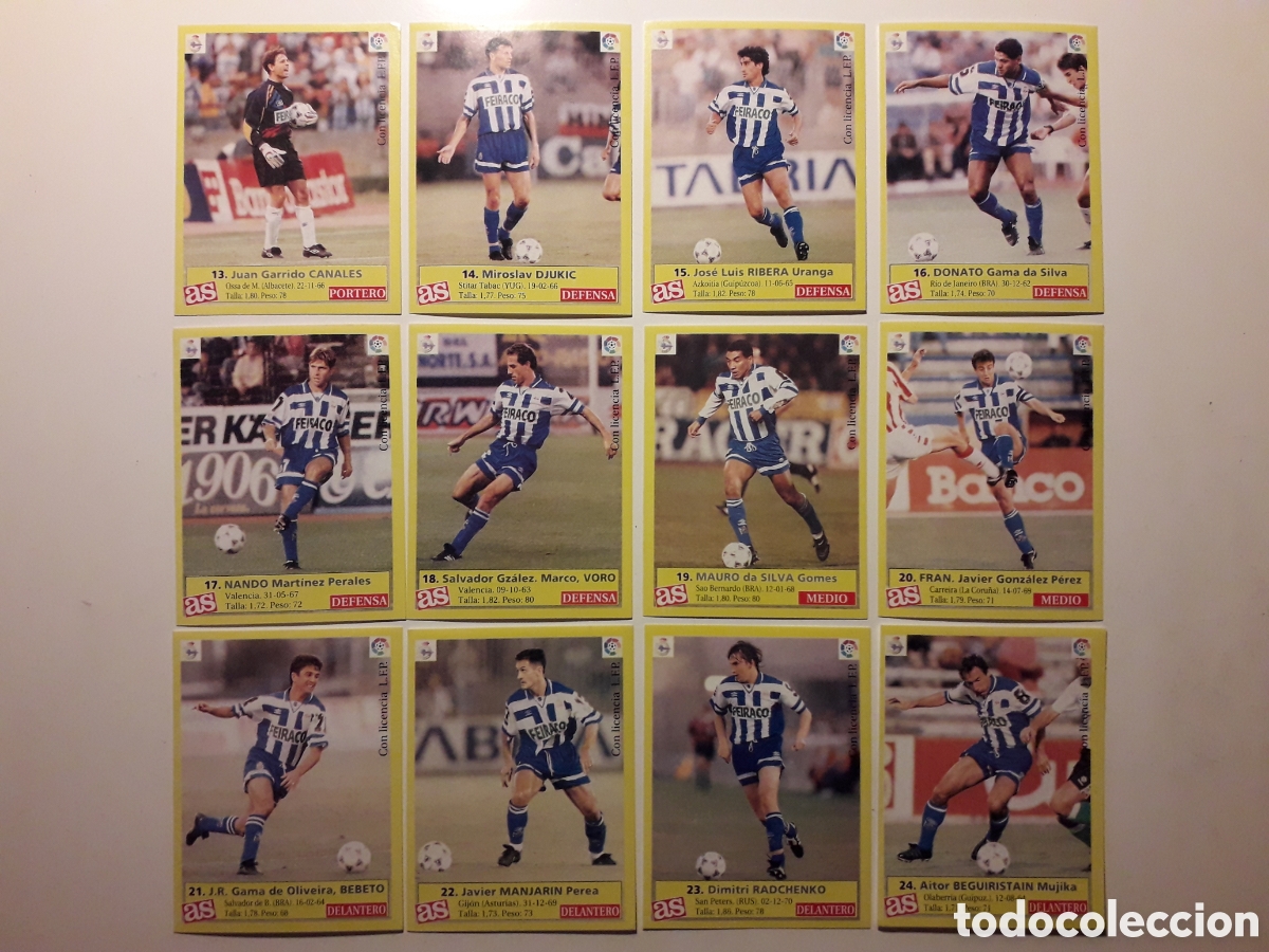 Figurine di Calcio: 12 CROMOS DEPORTIVO CORU&Ntilde;A EQUIPO COMPLETO DIARIO AS LIGA 1995 1996 95 96 SIN PEGAR PEDIDO M&Iacute;NIMO 3&euro;