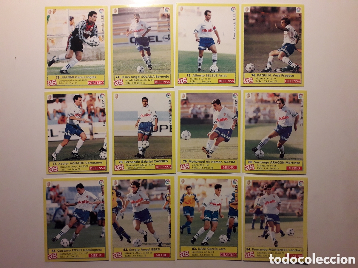 Cromos de Futebol: 12 CROMOS ZARAGOZA EQUIPO COMPLETO. DIARIO AS LIGA 1995 1996. 95 96. SIN PEGAR, PEDIDO M&Iacute;NIMO 3&euro;
