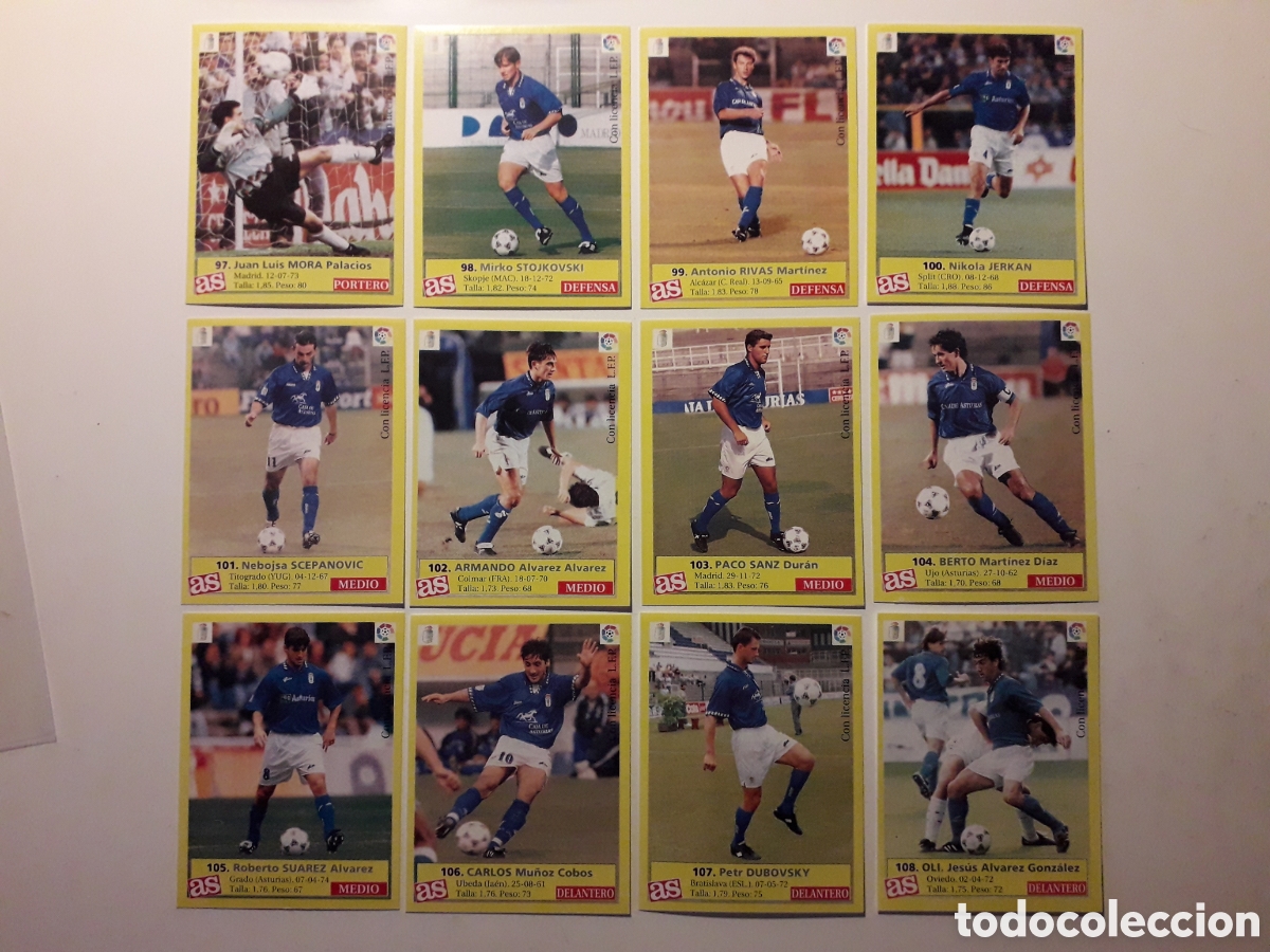 Cromos de Futebol: 12 CROMOS OVIEDO EQUIPO COMPLETO. DIARIO AS LIGA 1995 1996. 95 96. SIN PEGAR, PEDIDO M&Iacute;NIMO 3&euro;