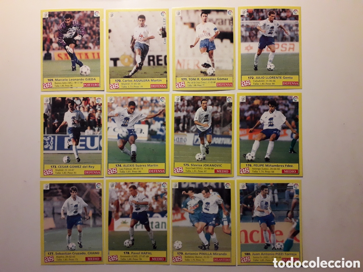 Cromos de f&uacute;tbol: 12 CROMOS TENERIFE EQUIPO COMPLETO. DIARIO AS LIGA 1995 1996. 95 96. SIN PEGAR, PEDIDO M&Iacute;NIMO 3&euro;