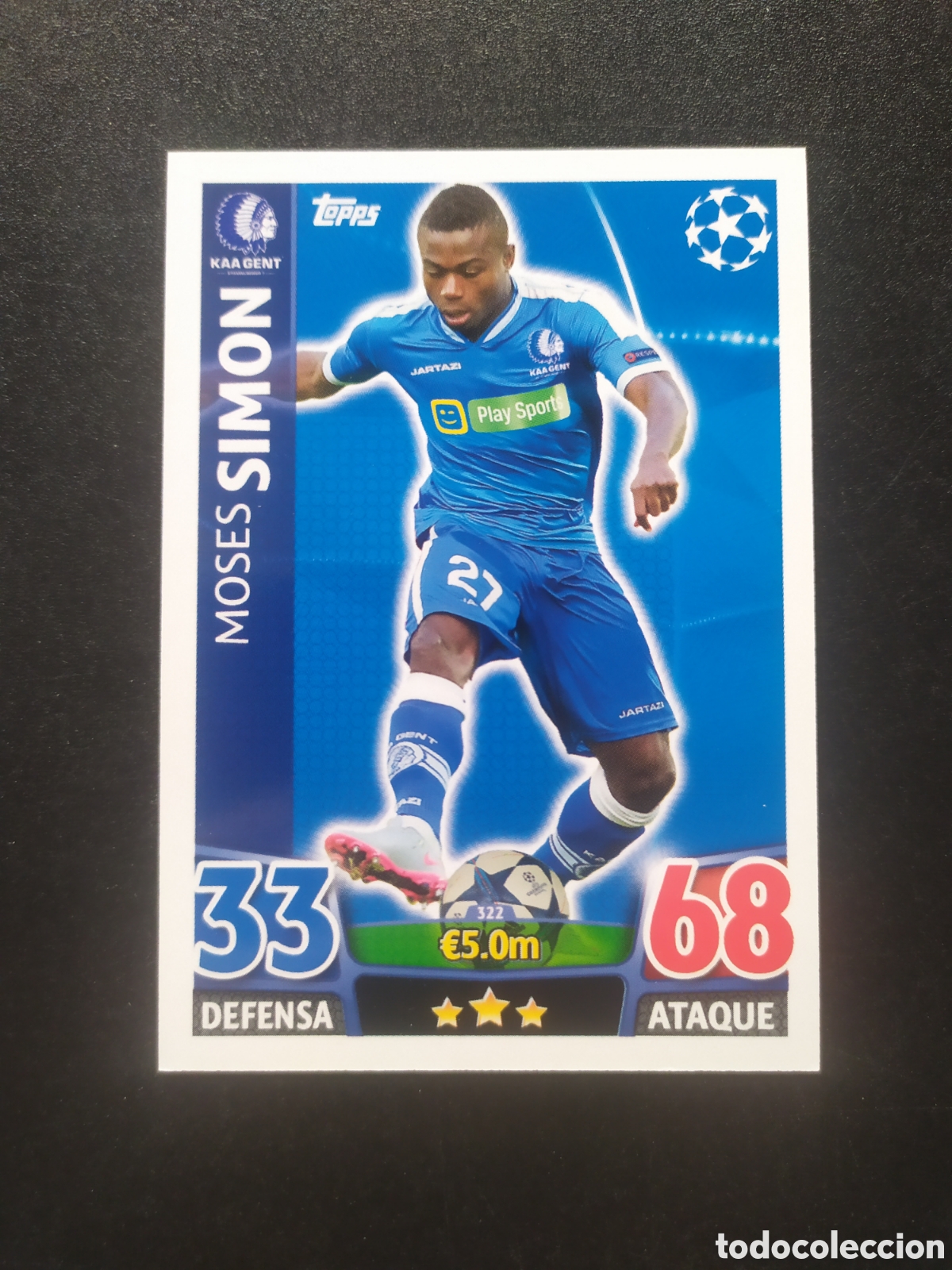 Fu&szlig;ball-Sticker: UEFA Champions match attax topps 2015 2016 15 16 Moses Simon n&deg; 322 Genk