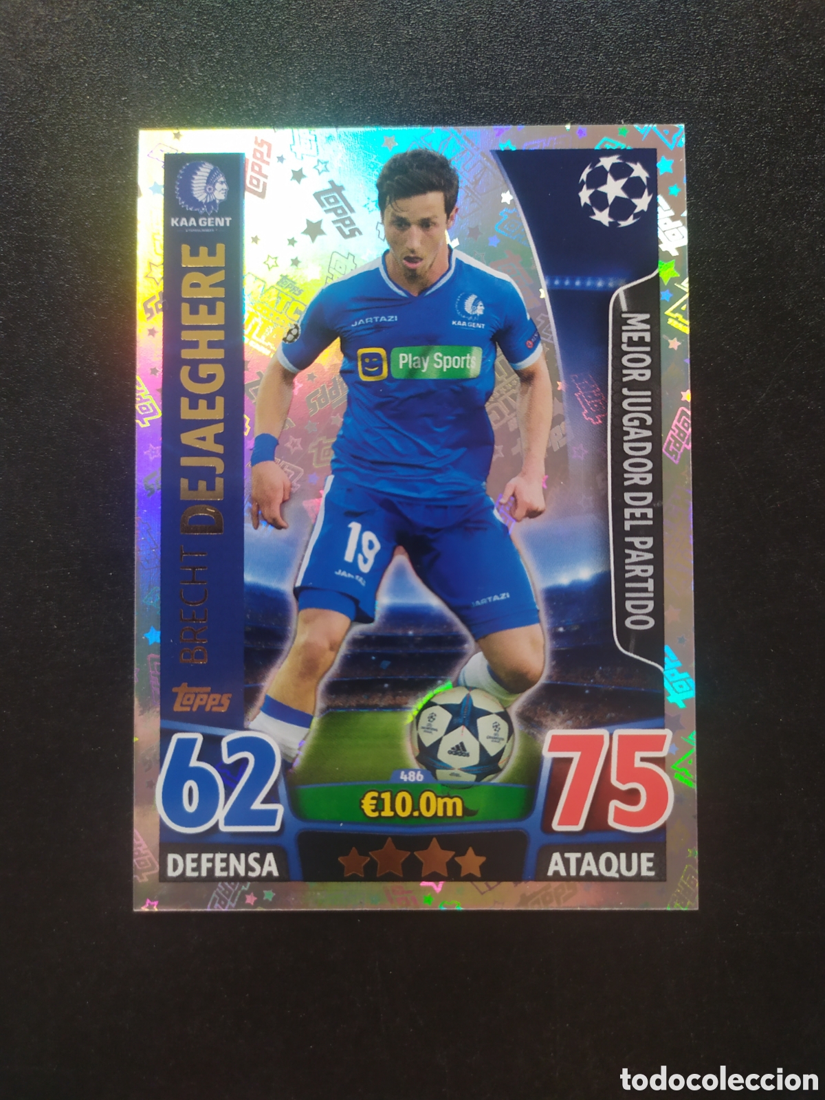 Cromos de f&uacute;tbol: UEFA Champions match attax topps 2015 2016 15 16 Dejaeghere mejor jugador partido n&deg; 486 Genk
