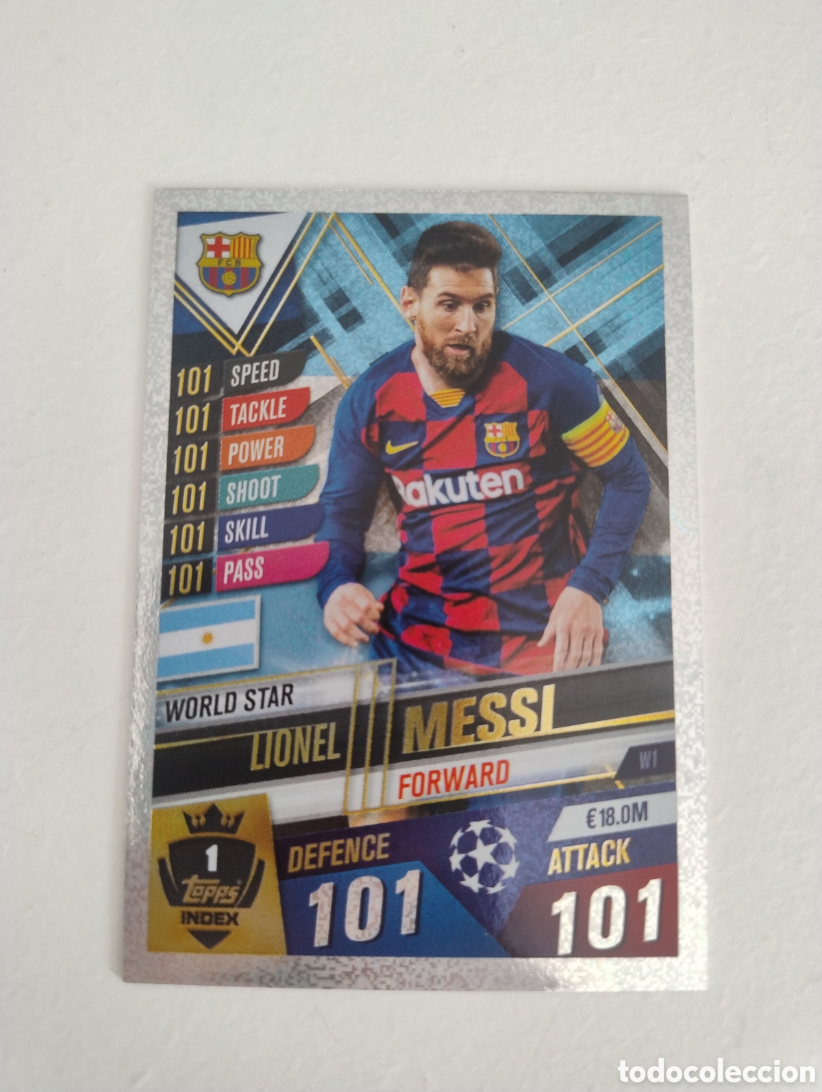 Cromos de f&uacute;tbol: 1 - Messi - Barcelona - Topps Match Attax 101 2019 - 2020 World Star