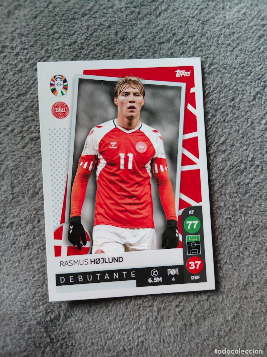 Cromos de f&uacute;tbol: 4 TOPPS EURO 2024 RASMUS H&Oslash;JLUND DENMARK DINAMARCA DEBUTANT EUROCOPA 24 LIDL AAT
