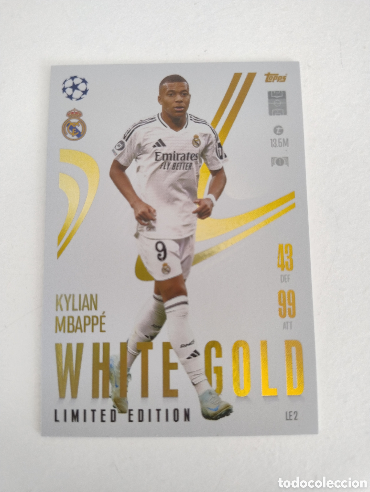 Cromos de f&uacute;tbol: LE 2 - Mbappe - Real Madrid - Topps Match Attax 2024 - 2025 Limited Edition White Gold