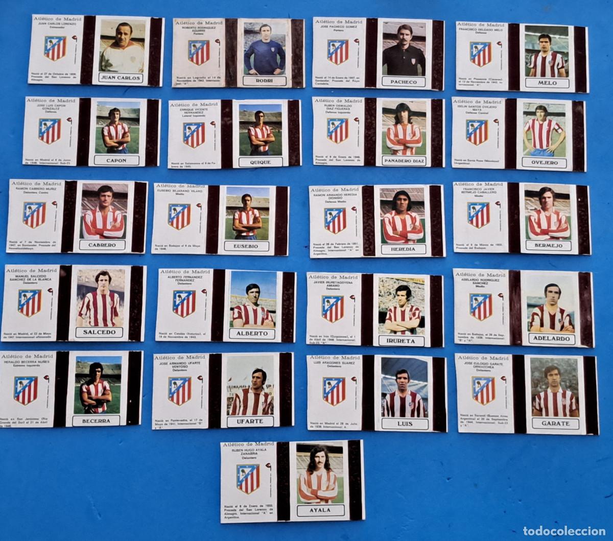 Cromos de Futebol: AT. MADRID - TEMP. 1973/74 - LOTE 21 CROMOS CAJAS DE CERILLAS - F&Oacute;SFOROS DEL PIRINEO, S.A.