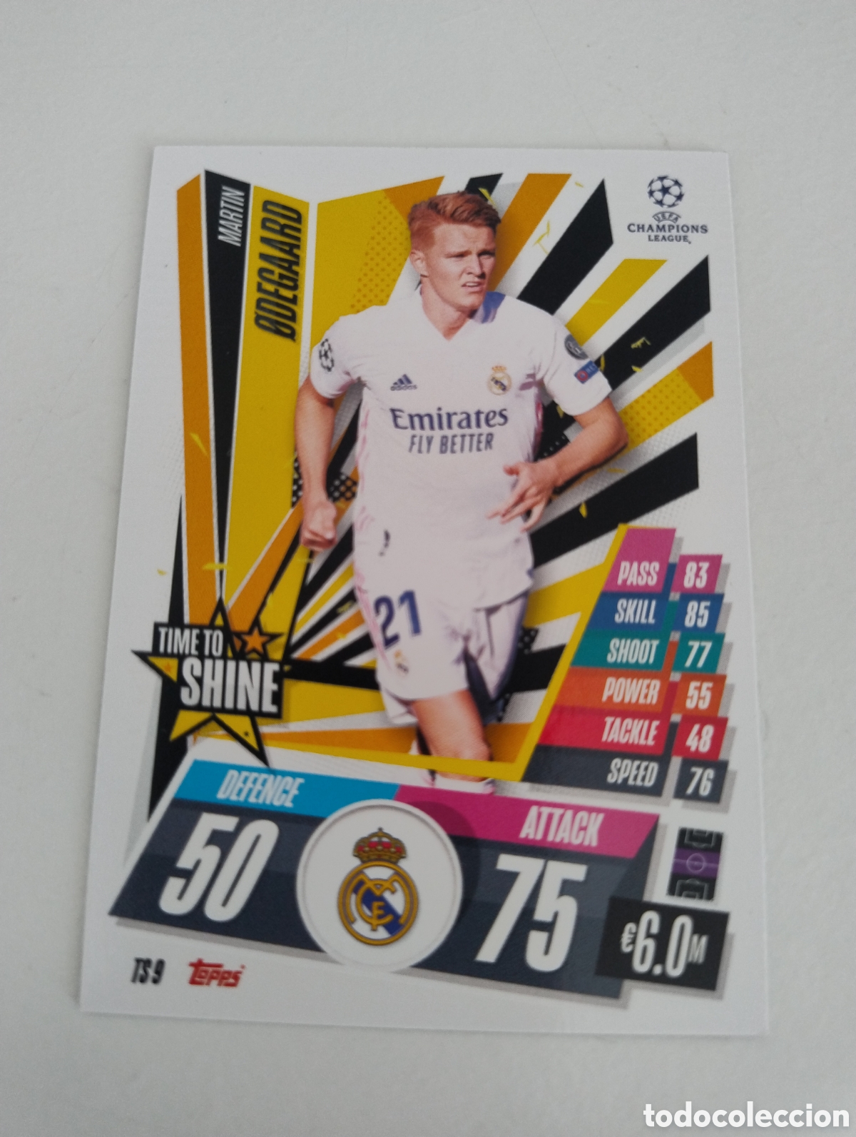 Cromos de f&uacute;tbol: TS9 - Odegaard - Real Madrid - Topps Match Attax 2020 - 2021 Time to Shine