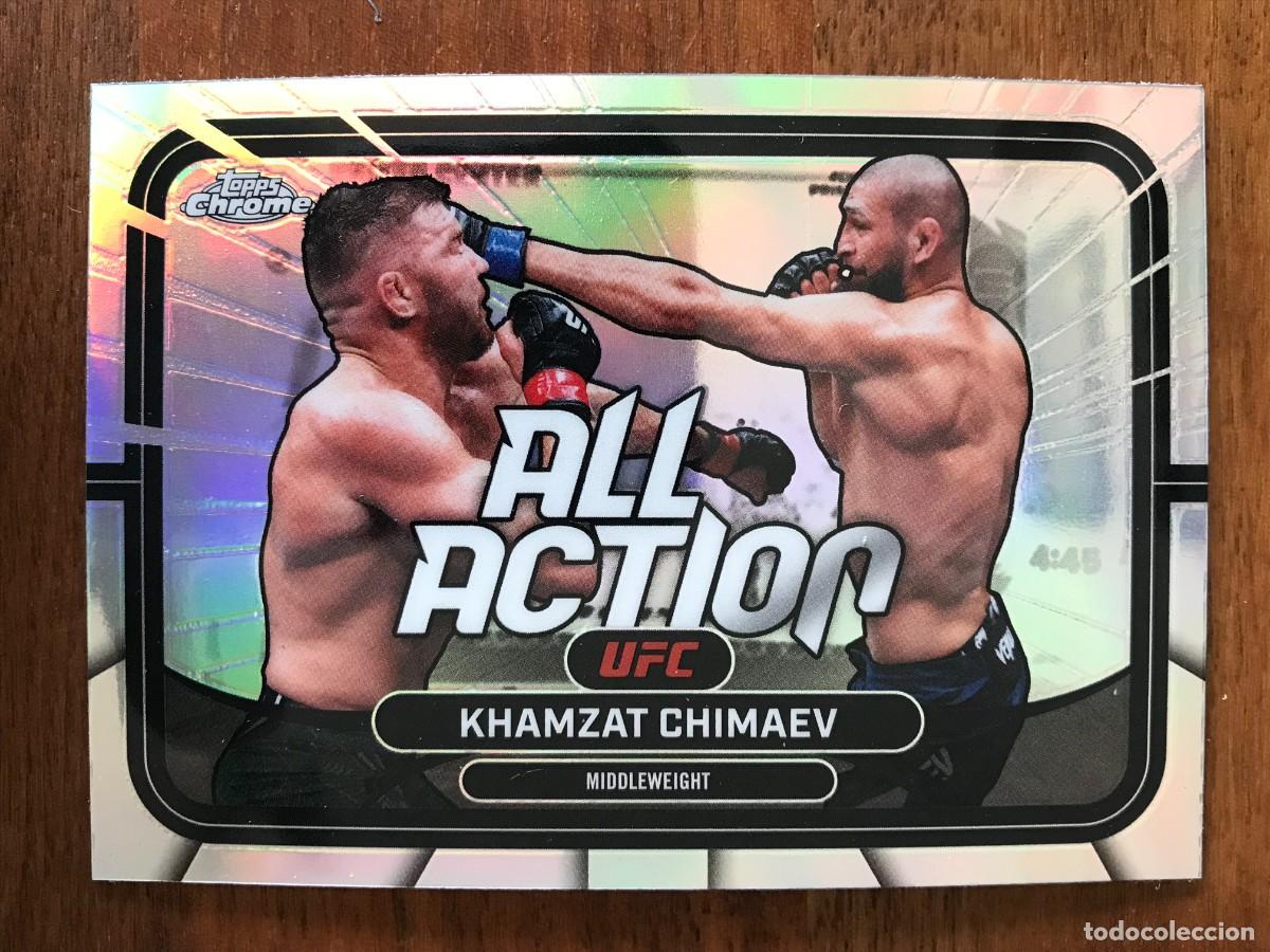 Cartes &agrave; collectionner de Football: KHAMZAT CHIMAEV - MIDDLEWEIGHT - ALL ACTION - REFRACTOR - TOPPS CHROME UFC 2026 26