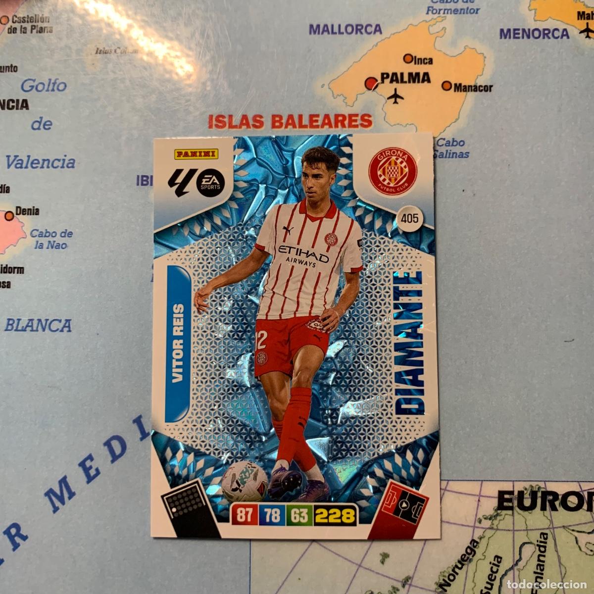 Football Stickers: Vitor Reis Diamante n&uacute;mero 405 del Girona cromo adrenalyn XL 25-26 2025-2026