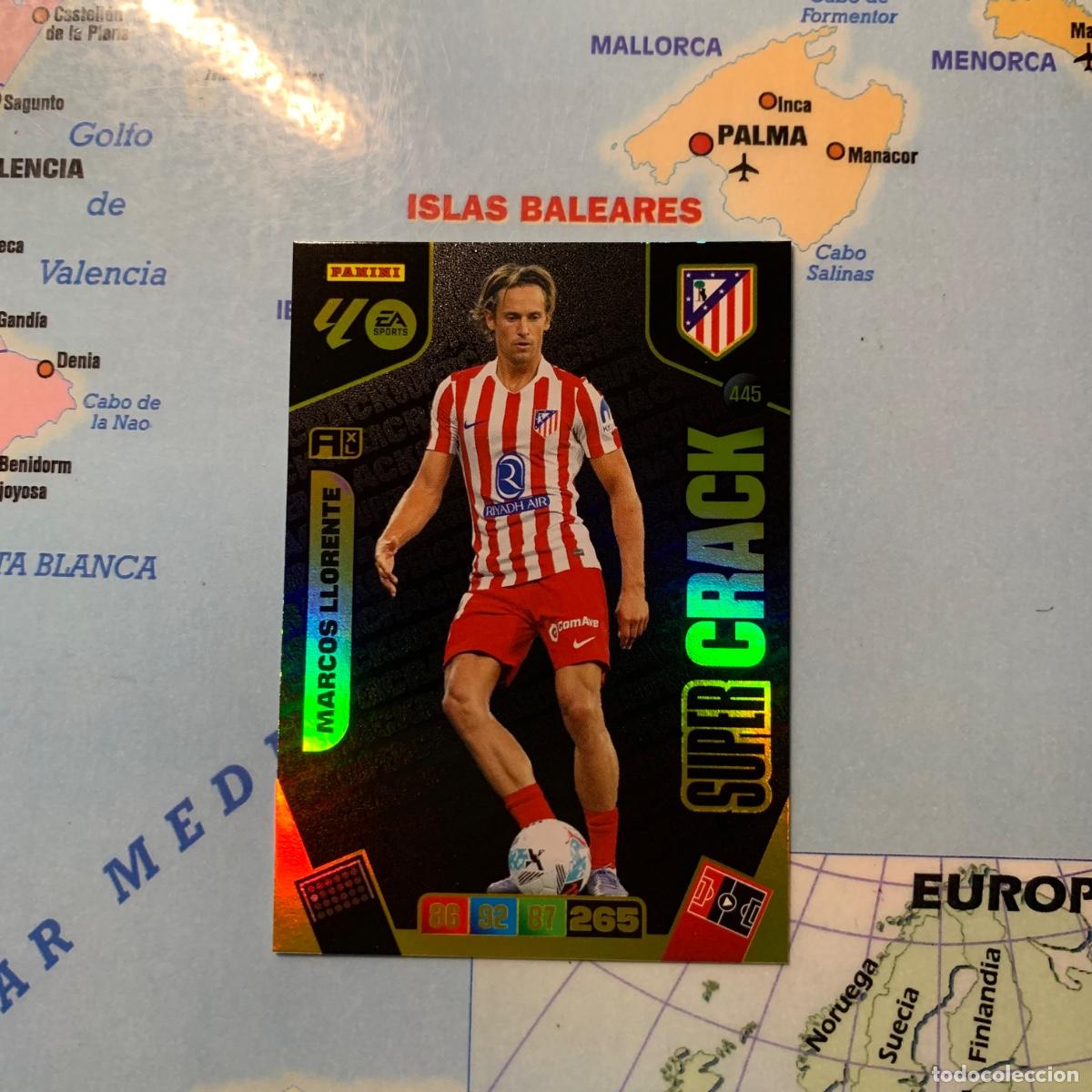 Cromos de f&uacute;tbol: Marcos ll&oacute;rente S&uacute;per Crack n&uacute;mero 445 Del Atletico De Madrid cromo adrenalyn XL 25-26 2025-2026
