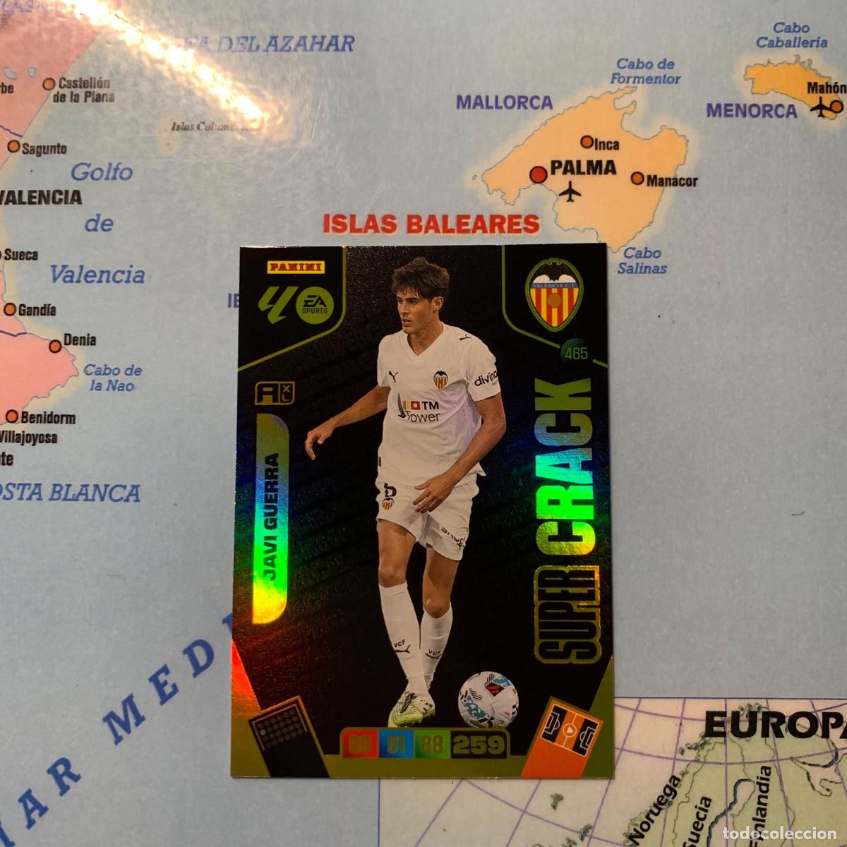 Figurine di Calcio: Javi Guerra S&uacute;per Cracks n&uacute;mero 465 del Valencia cromo adrenalyn XL 25-26 2025-2026