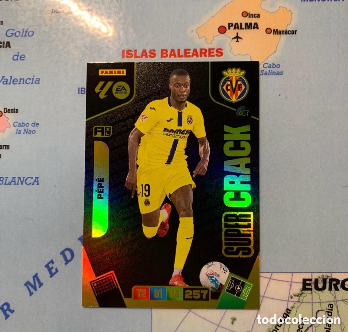 Cromos de Futebol: Pepe S&uacute;per Crack n&uacute;mero 467 del Villarreal cromo adrenalyn XL 25-26 2025-2026