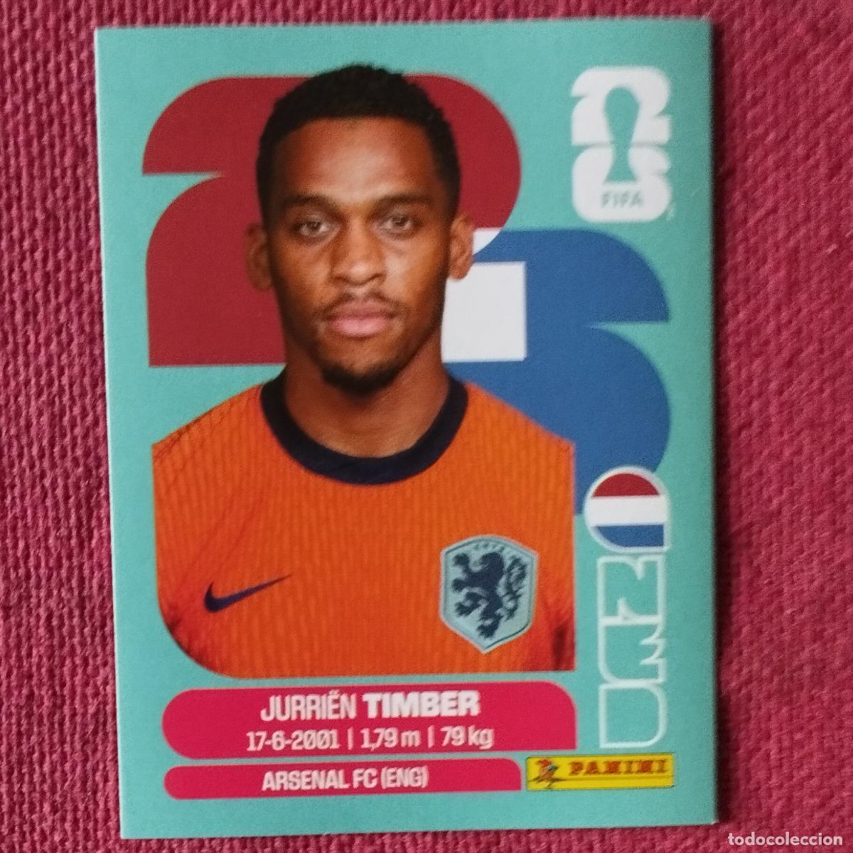 Cromos de f&uacute;tbol: JURRIEN TIMDER- NED 5 - NEDERLAND - MUNDIAL DE FUTBOL - FIFA WORLD CUP 2026